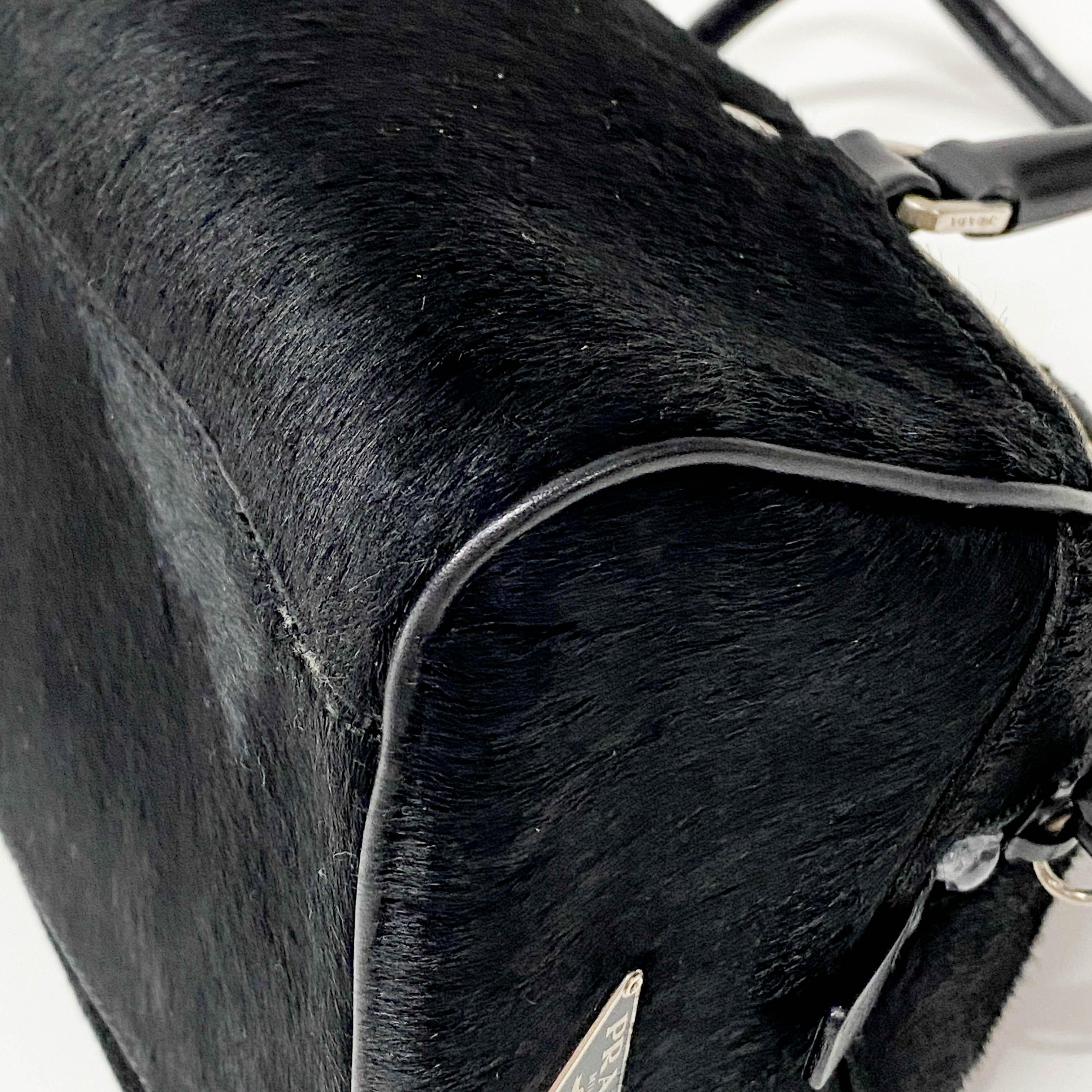 Black Pony Hair & Embossed Lizard Leather Bag