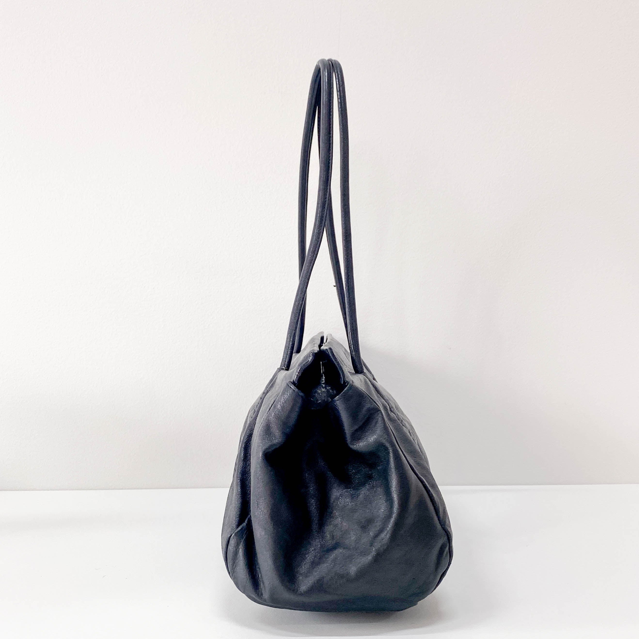 Archive Black Leather Shoulder Bag