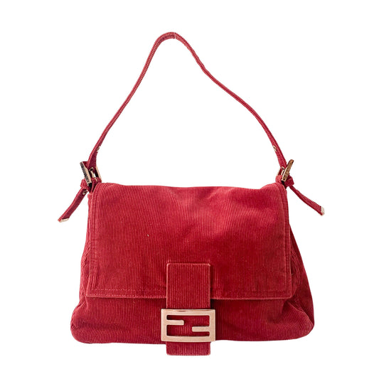 Mamma Baguette Red Corduroy Shoulder Bag