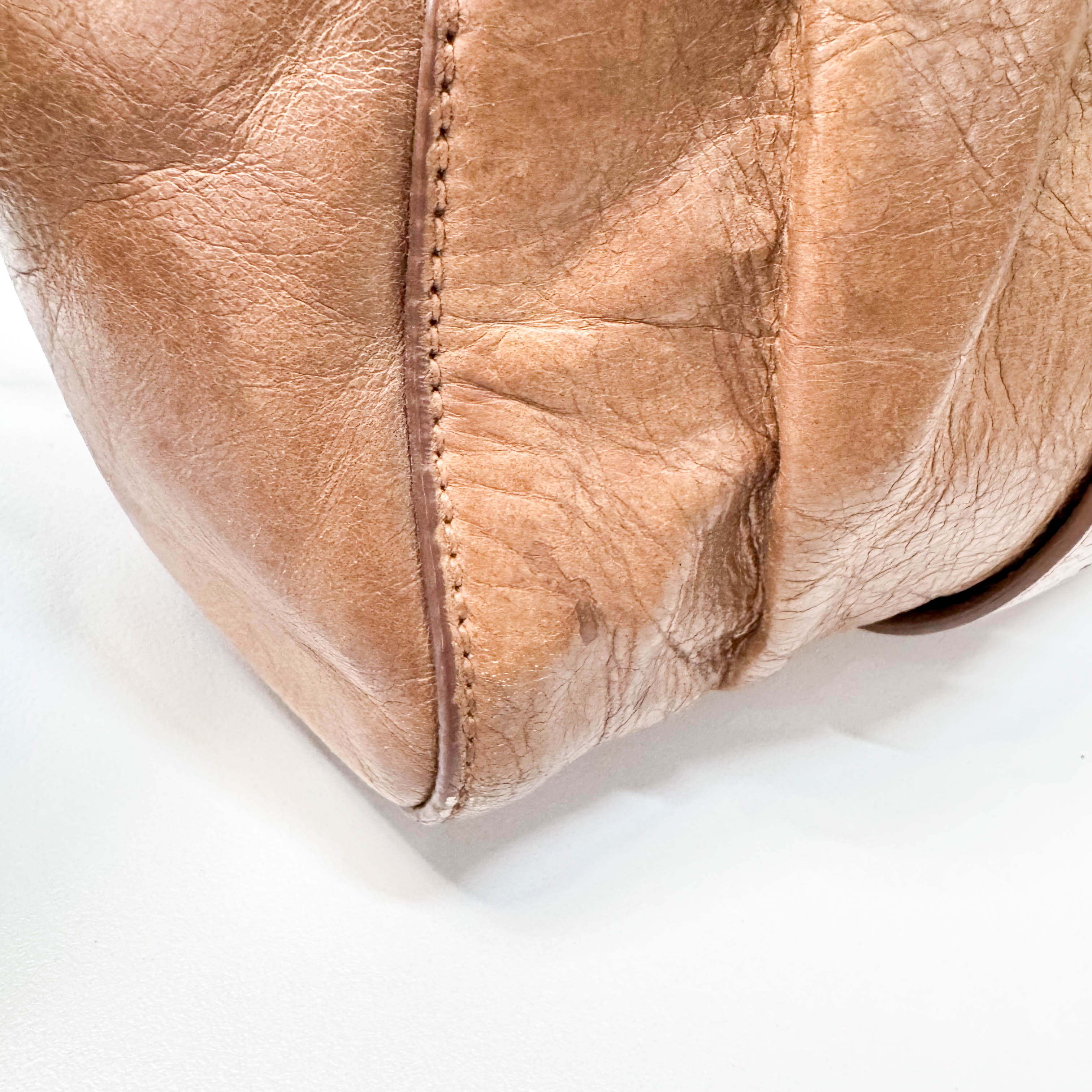 Vitello Bauletto Caramel  Leather Handle/Shoulder Bag