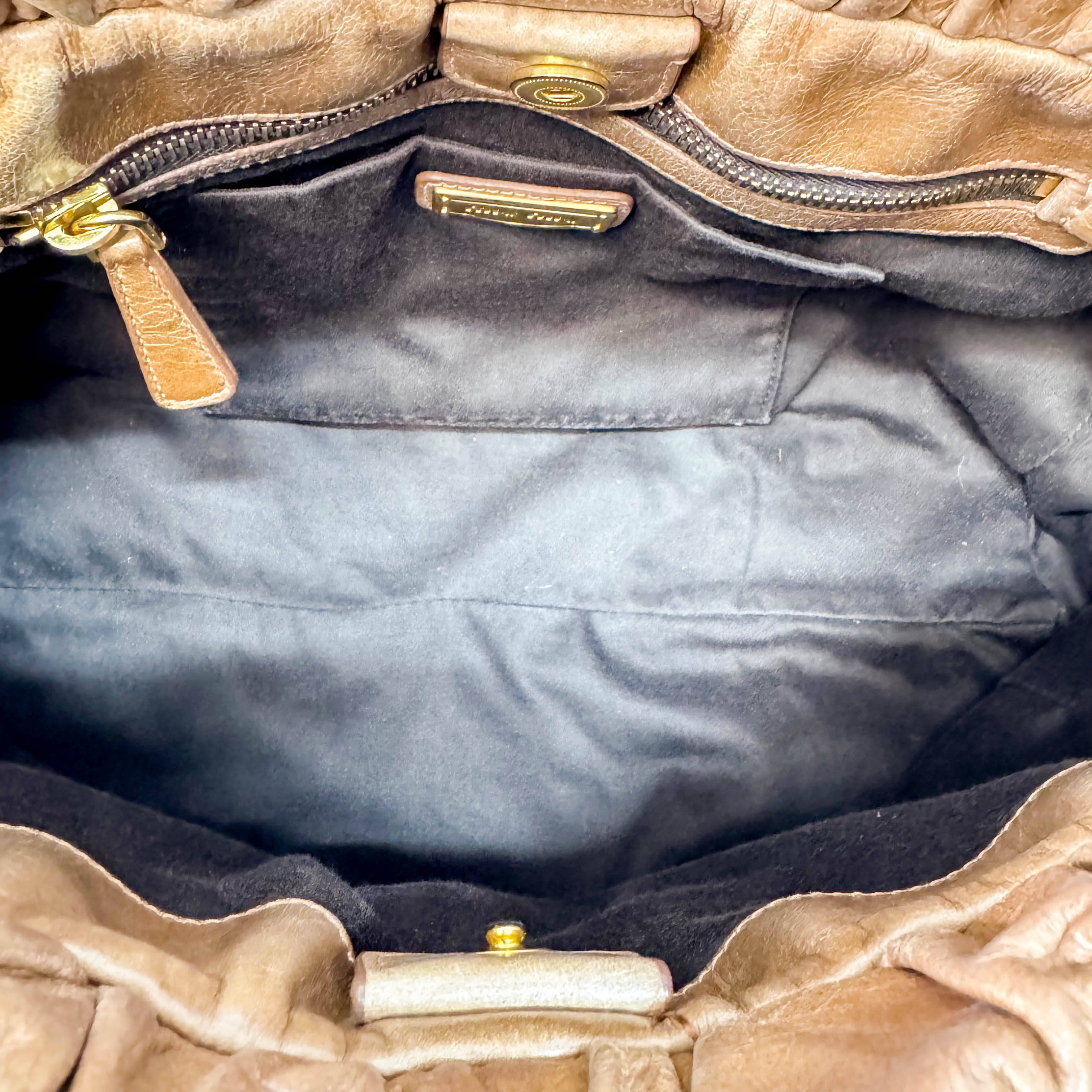 Vitello Bauletto Caramel  Leather Handle/Shoulder Bag