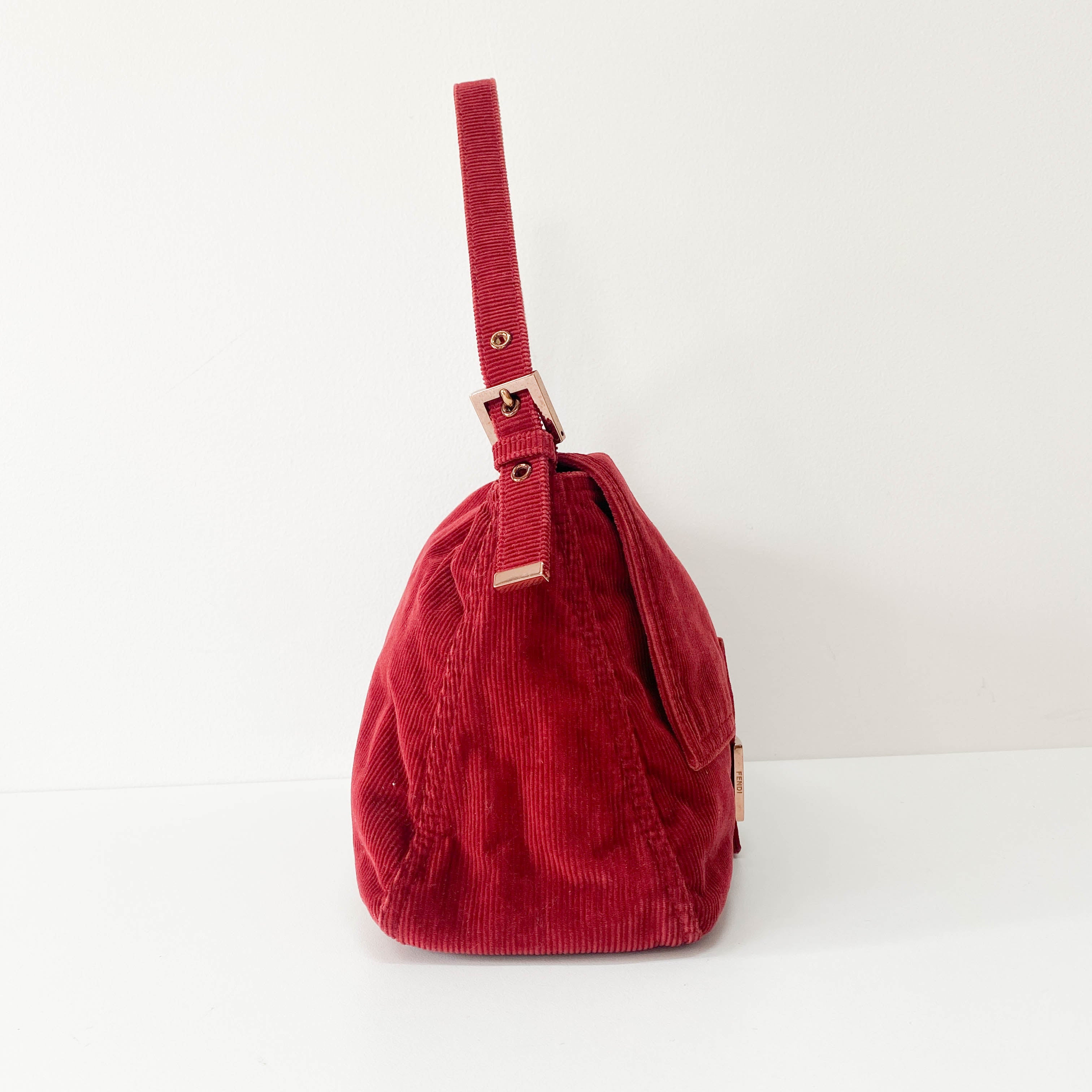 Mamma Baguette Red Corduroy Shoulder Bag