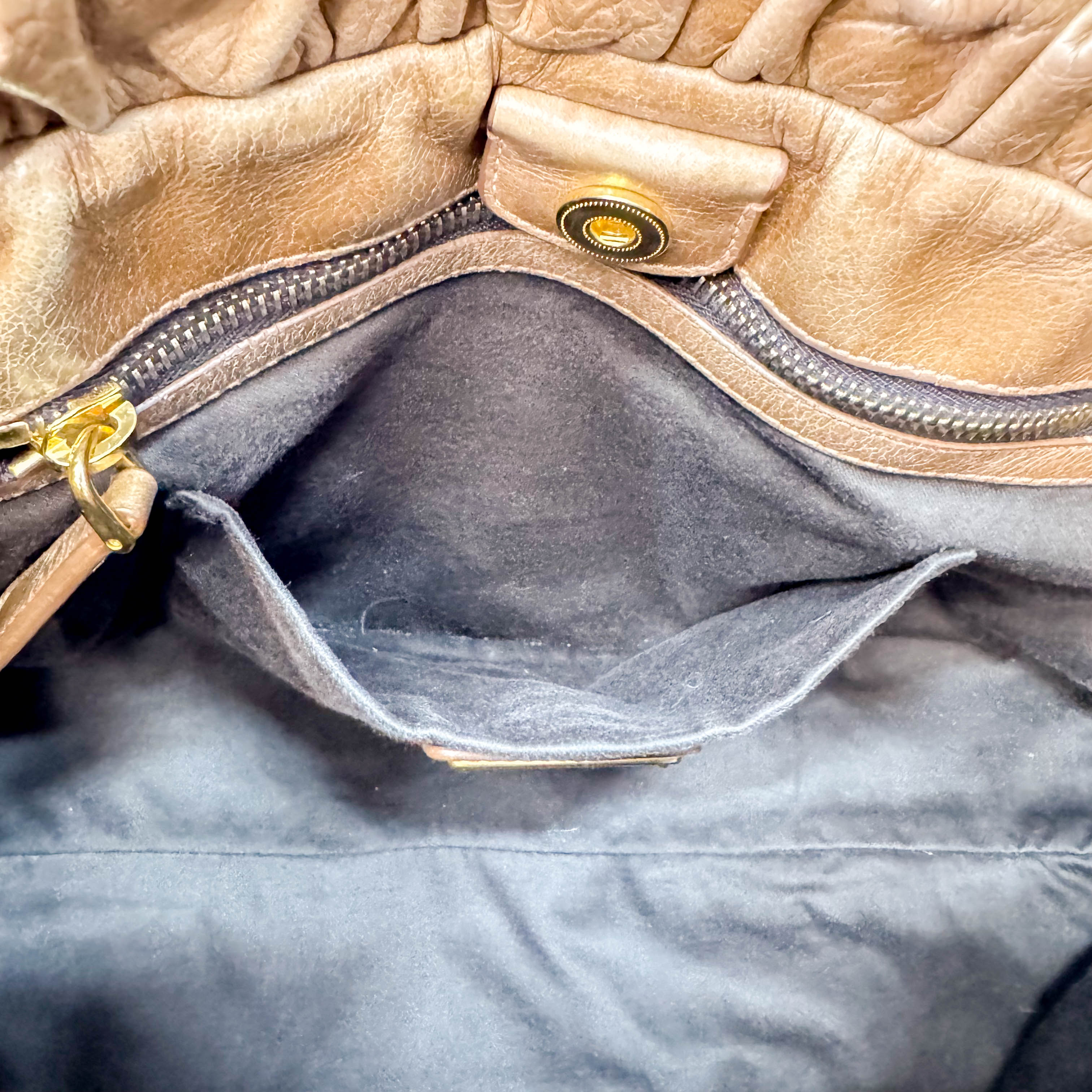 Vitello Bauletto Caramel  Leather Handle/Shoulder Bag