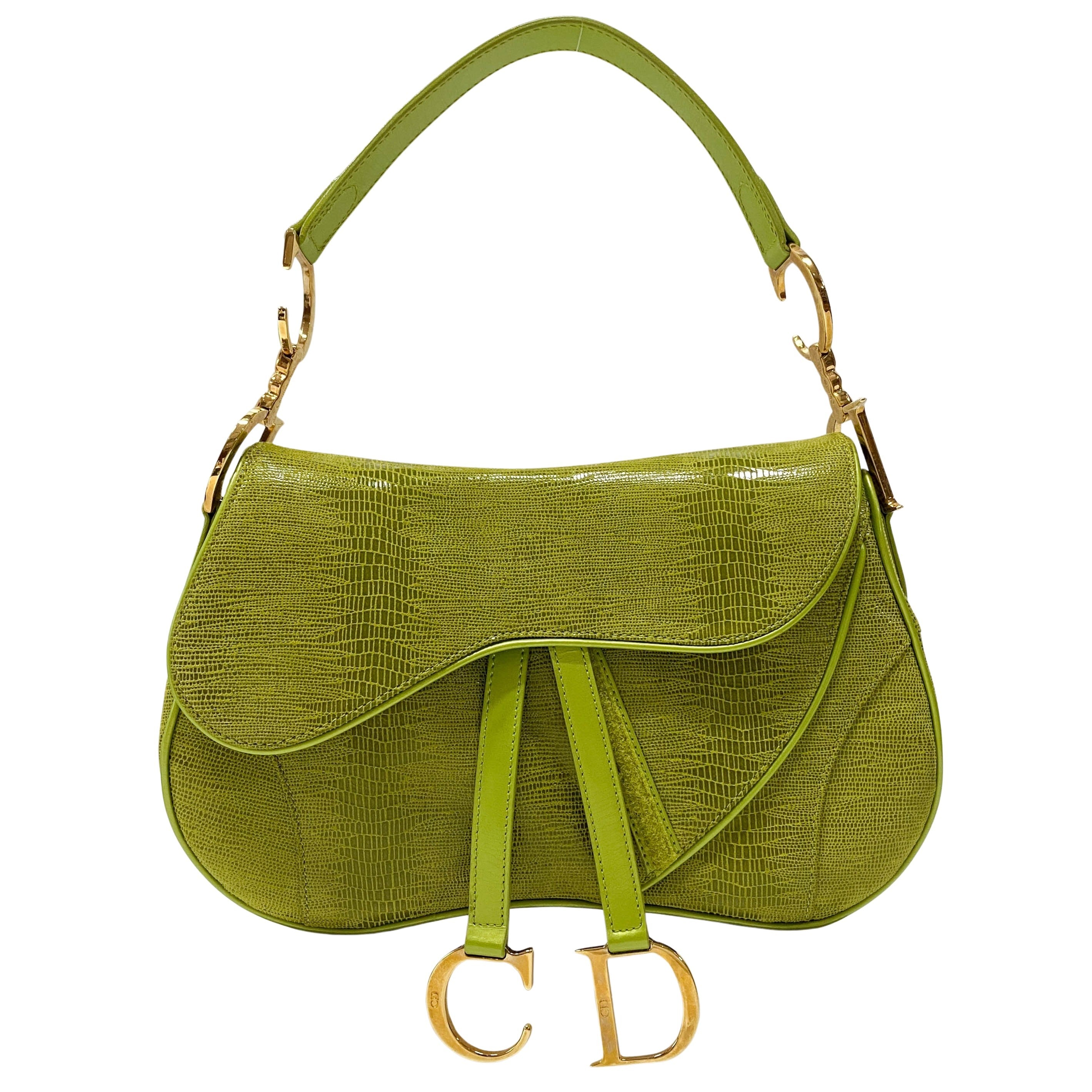 Double Saddle Green Leather