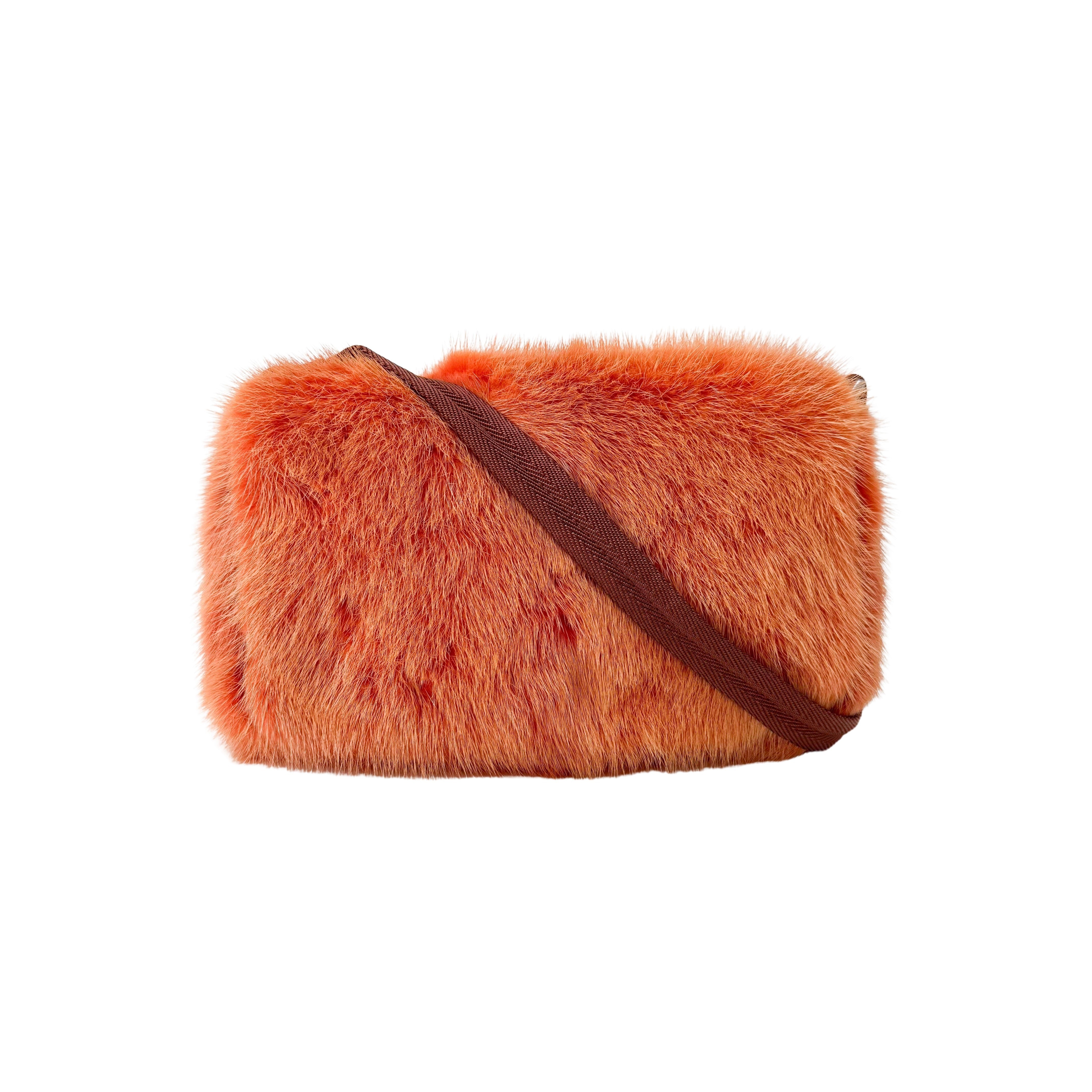Mini Orange Fur Shoulder Bag