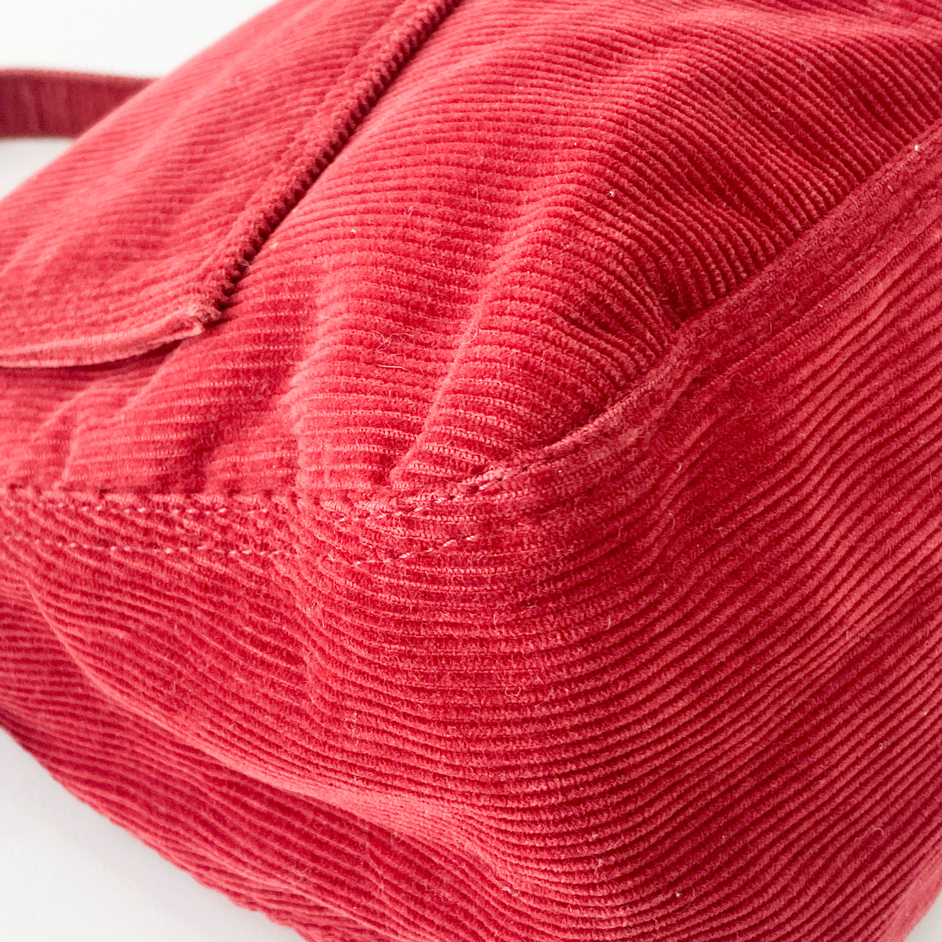 Mamma Baguette Red Corduroy Shoulder Bag