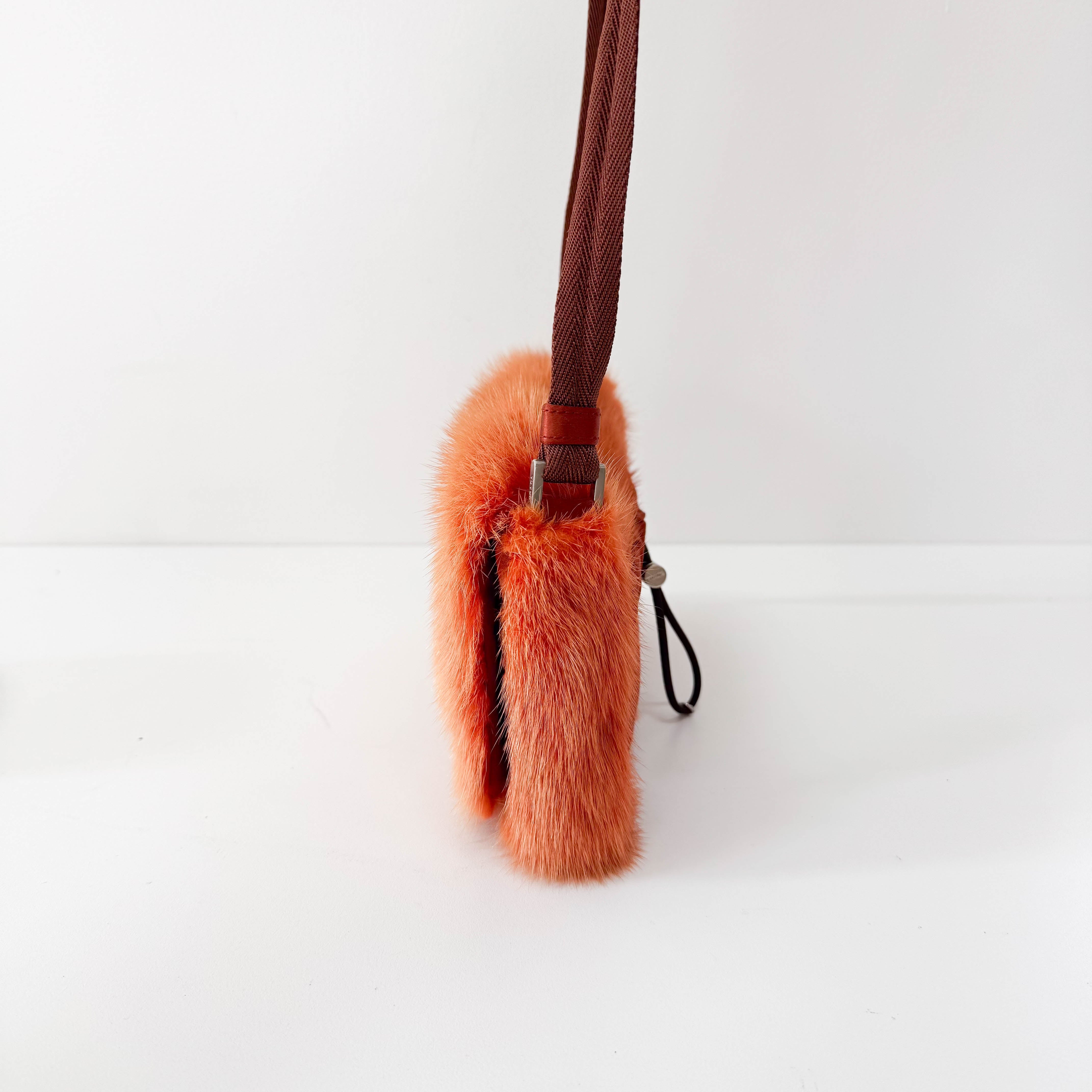Mini Orange Fur Shoulder Bag