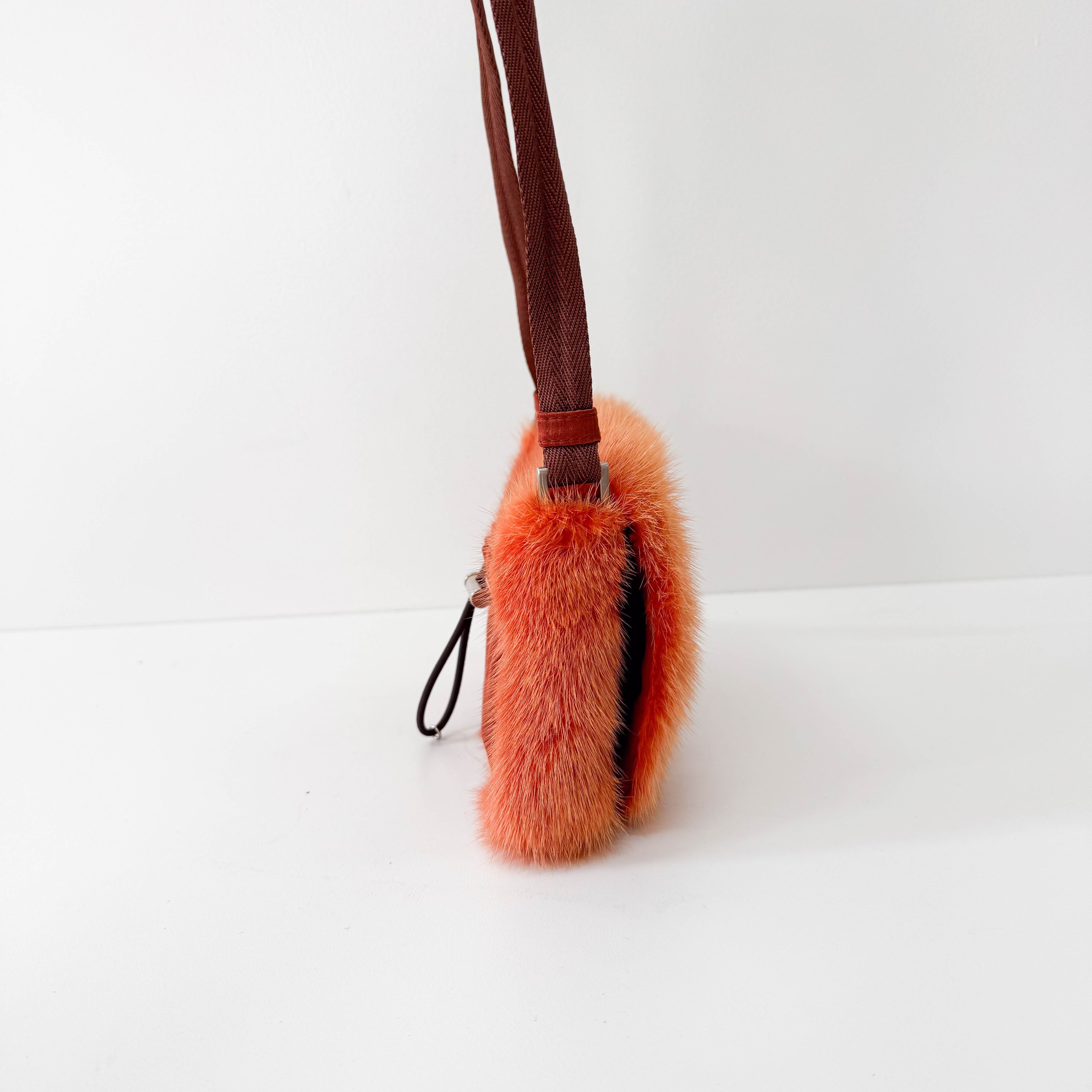 Mini Orange Fur Shoulder Bag