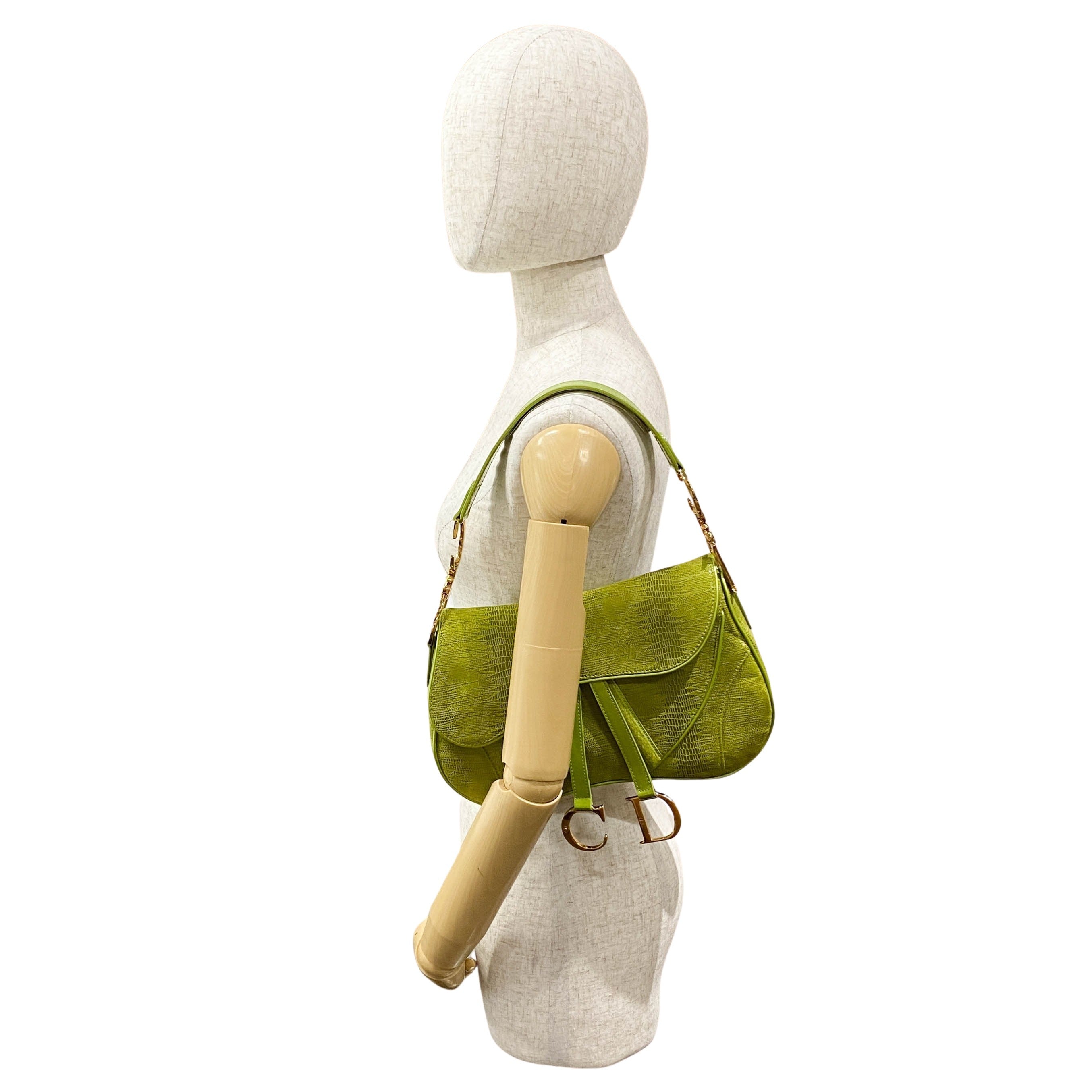 Double Saddle Green Leather