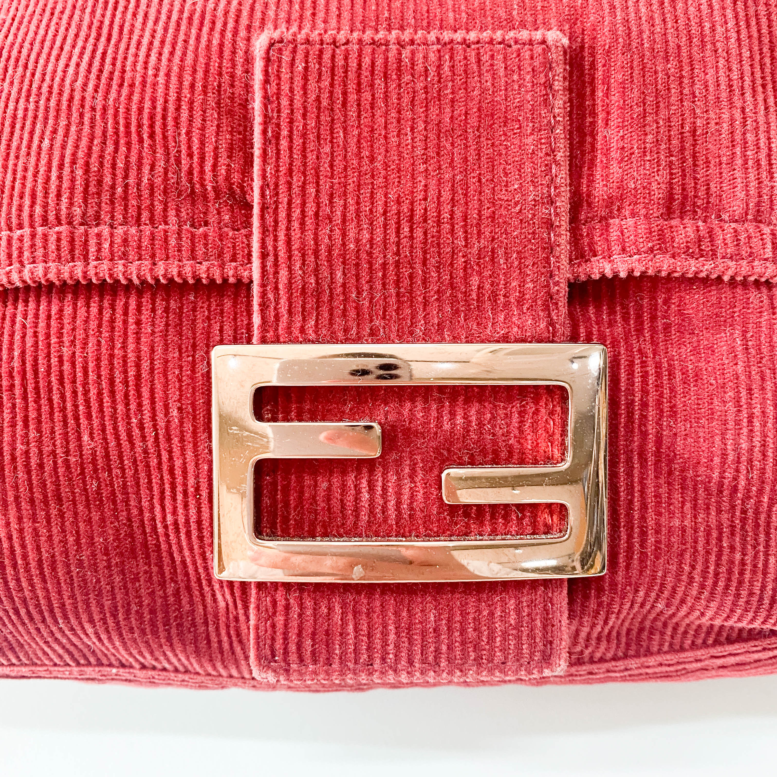 Mamma Baguette Red Corduroy Shoulder Bag