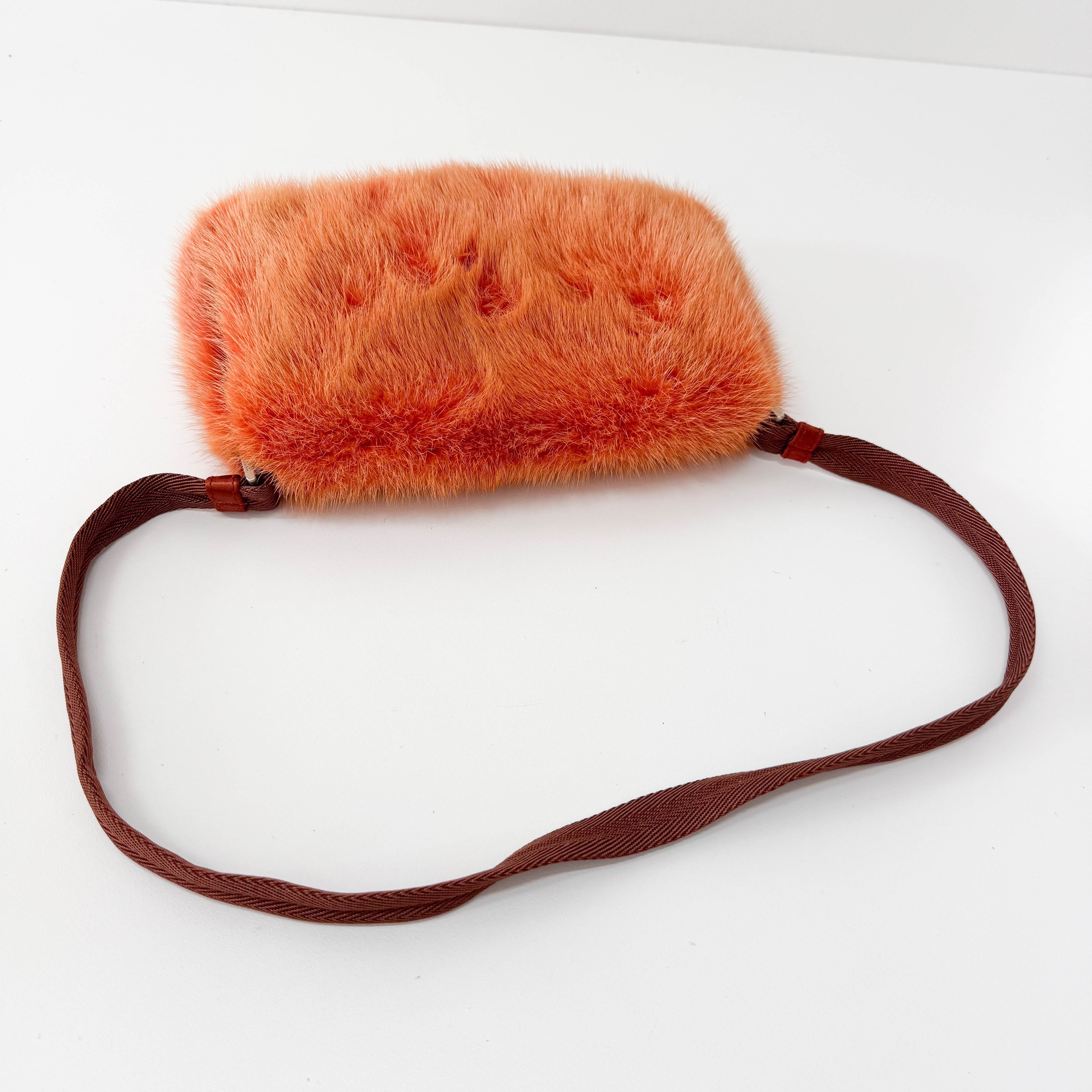 Mini Orange Fur Shoulder Bag