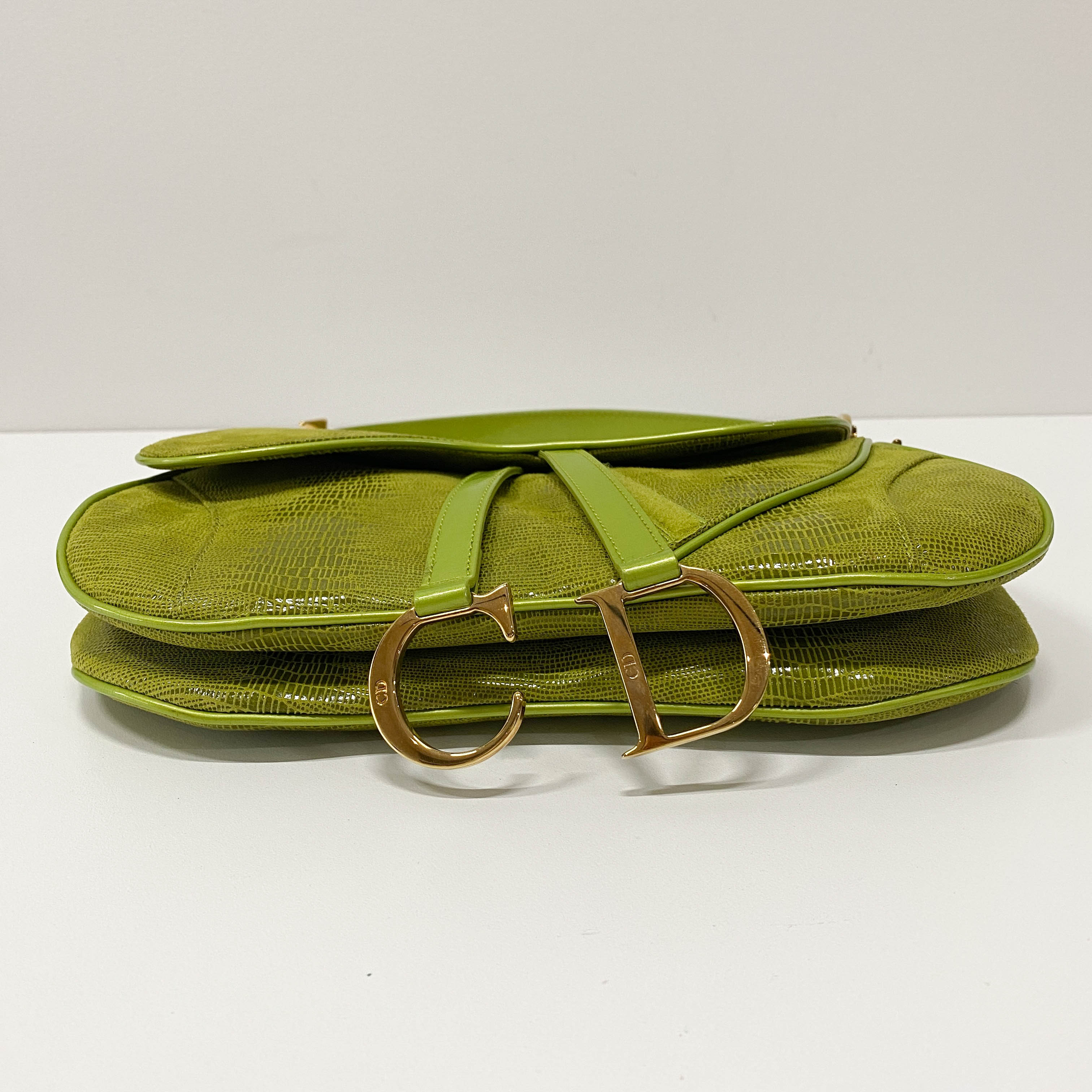 Double Saddle Green Leather