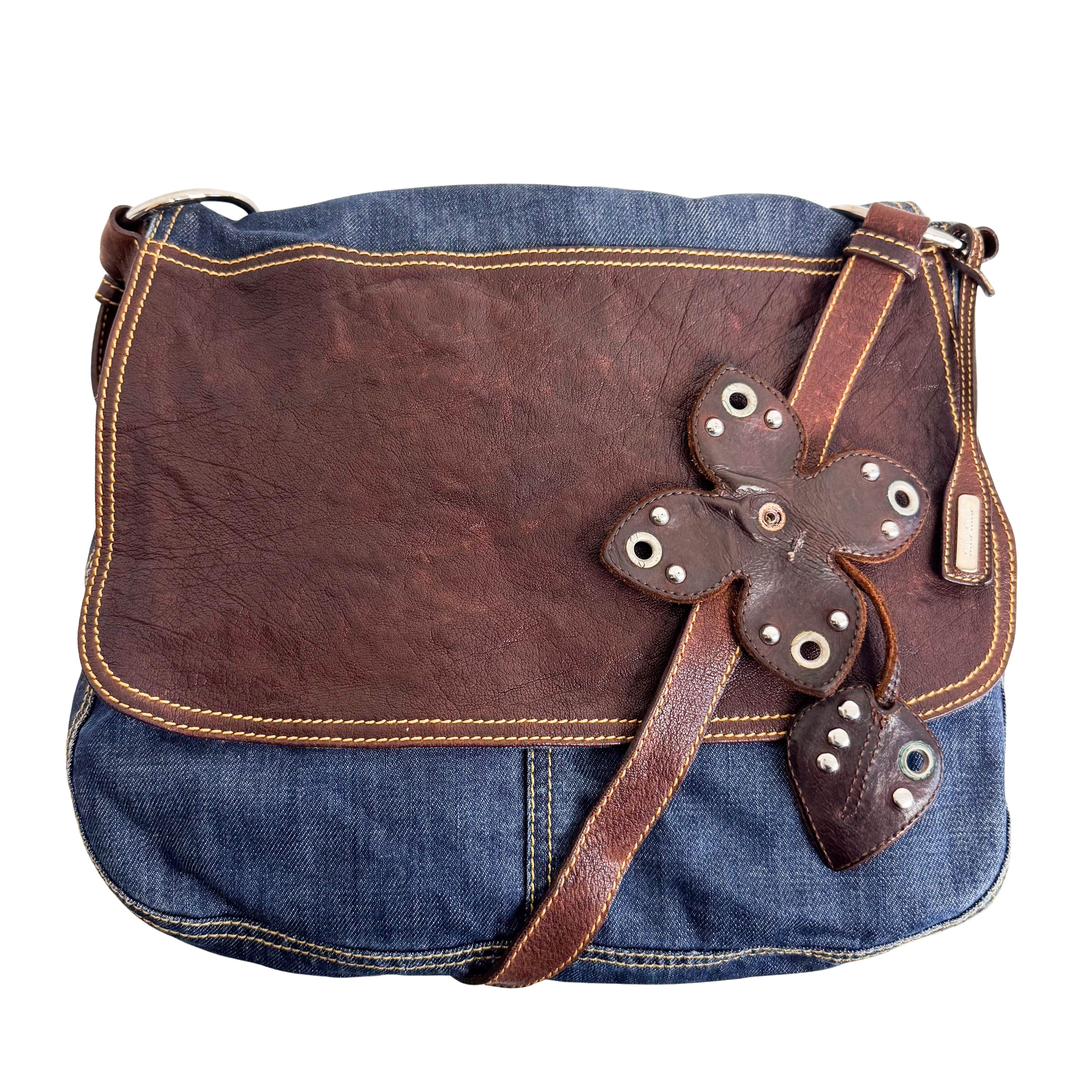 Vintage Denim  Satchel Messenger Bag