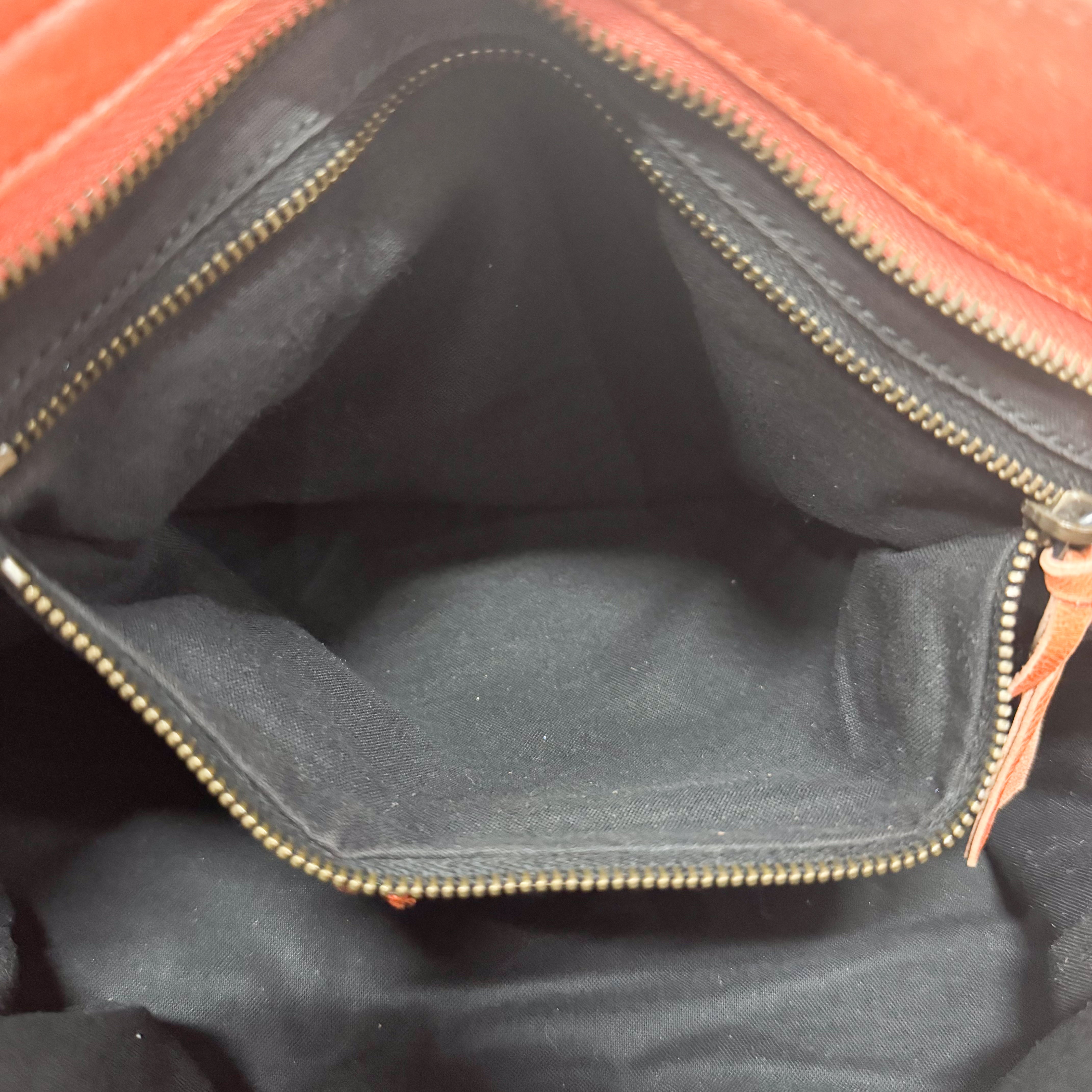 The City Orange Leather Hand bag