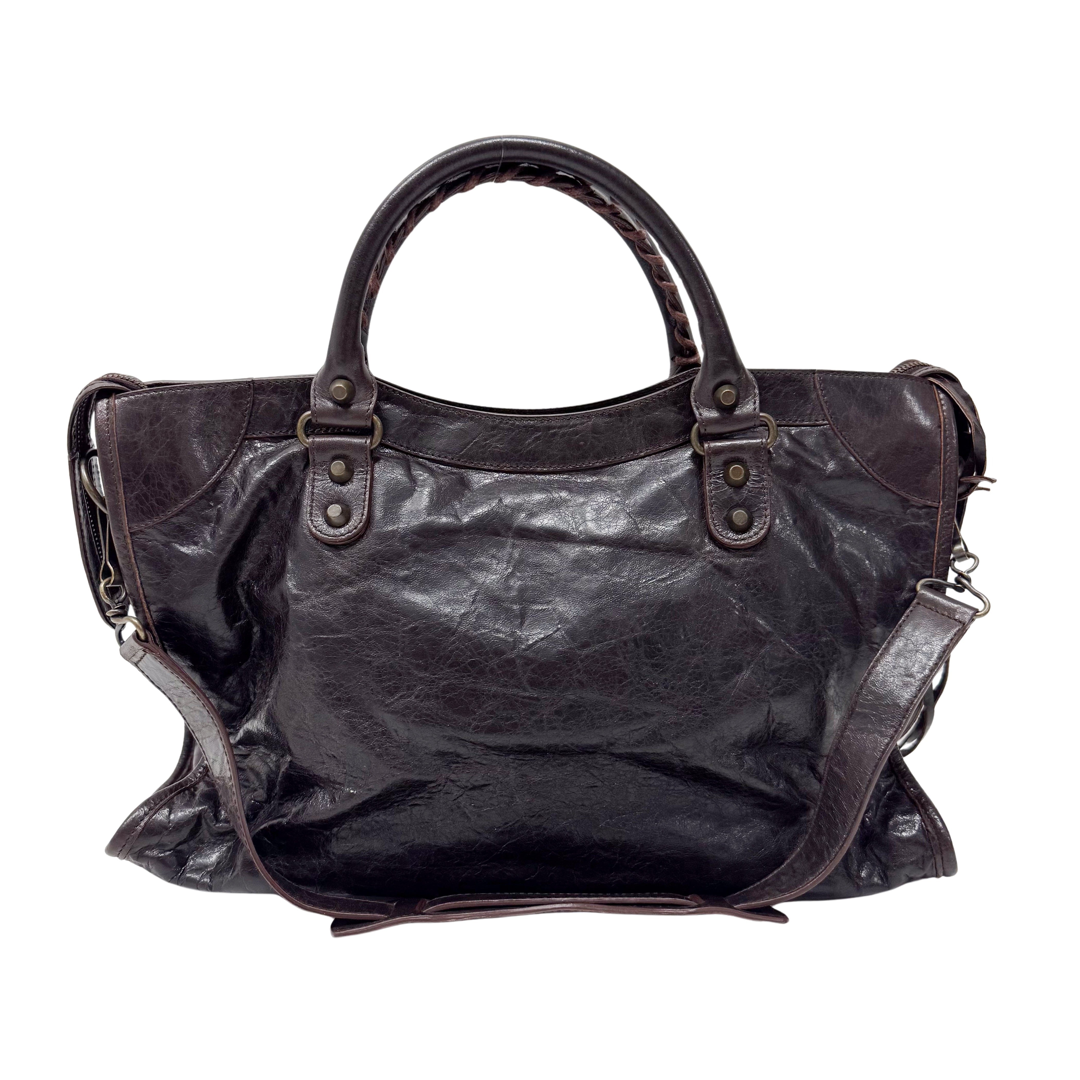 The Giant City Brown Leather Two Way Bag