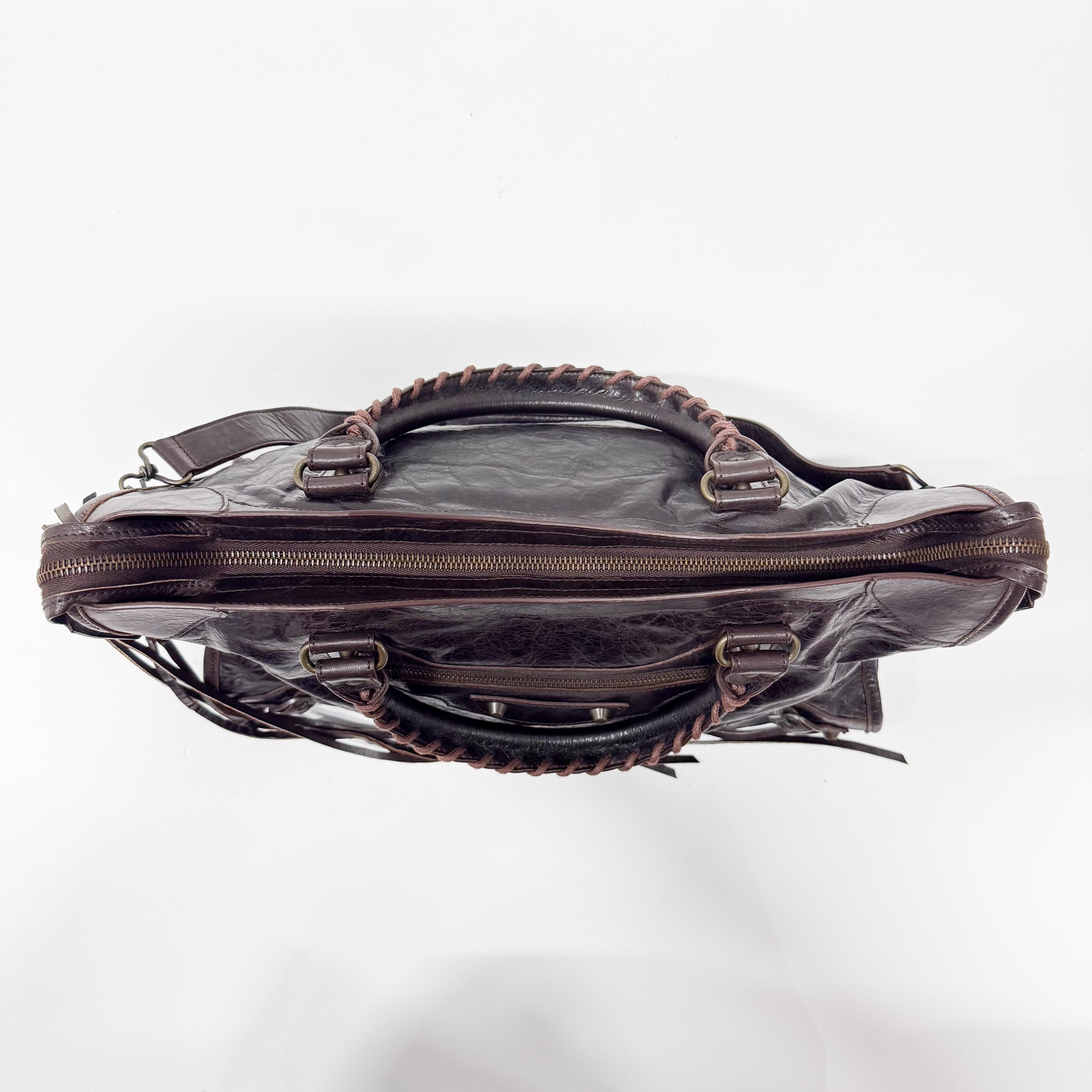 The Giant City Brown Leather Two Way Bag