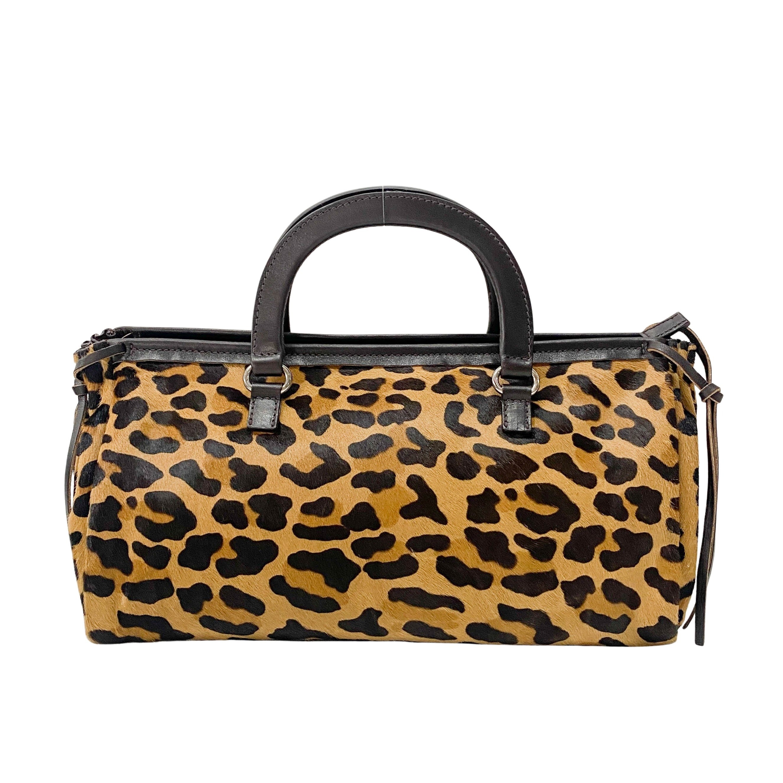 Lepord Print Pony Hair Handle Bag