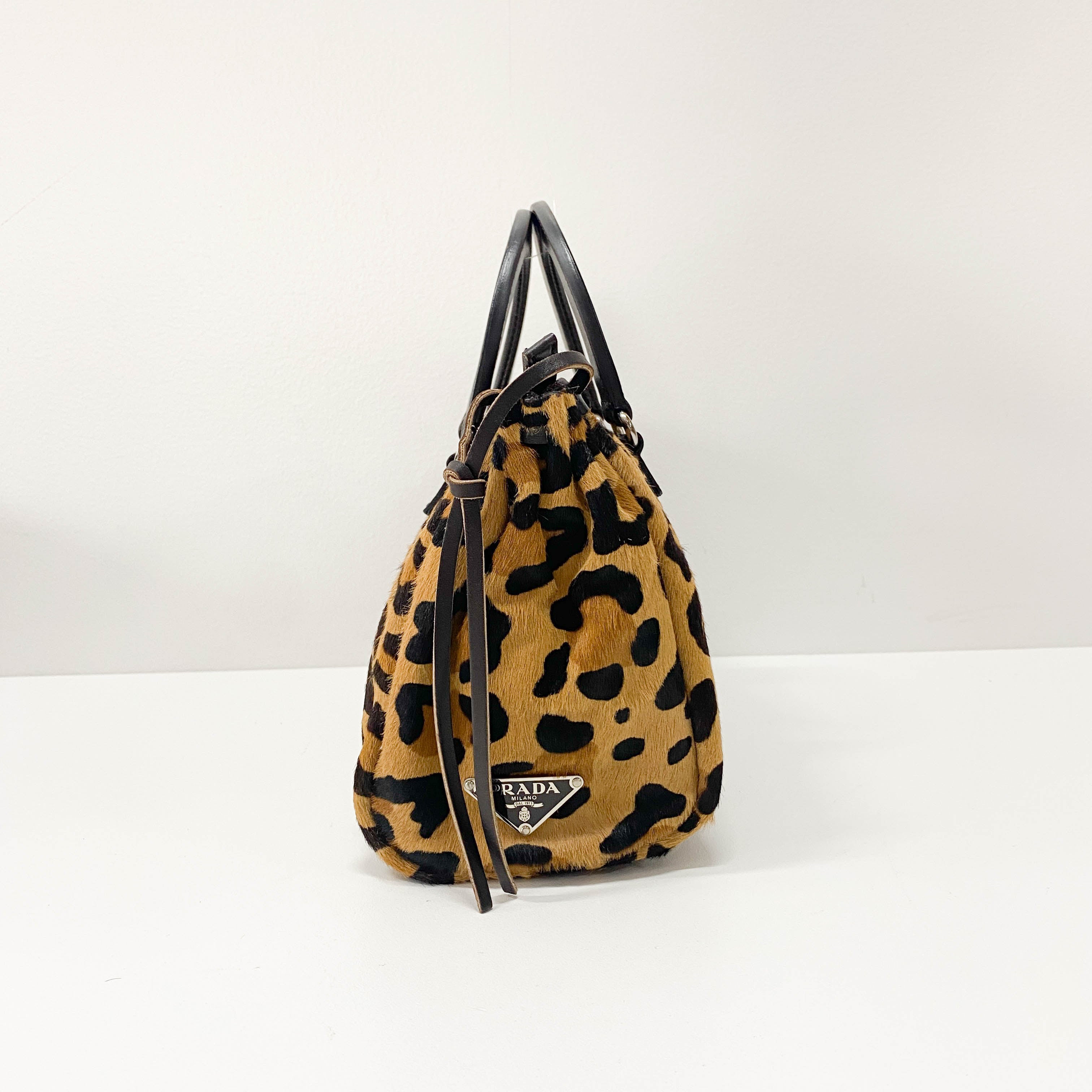 Lepord Print Pony Hair Handle Bag