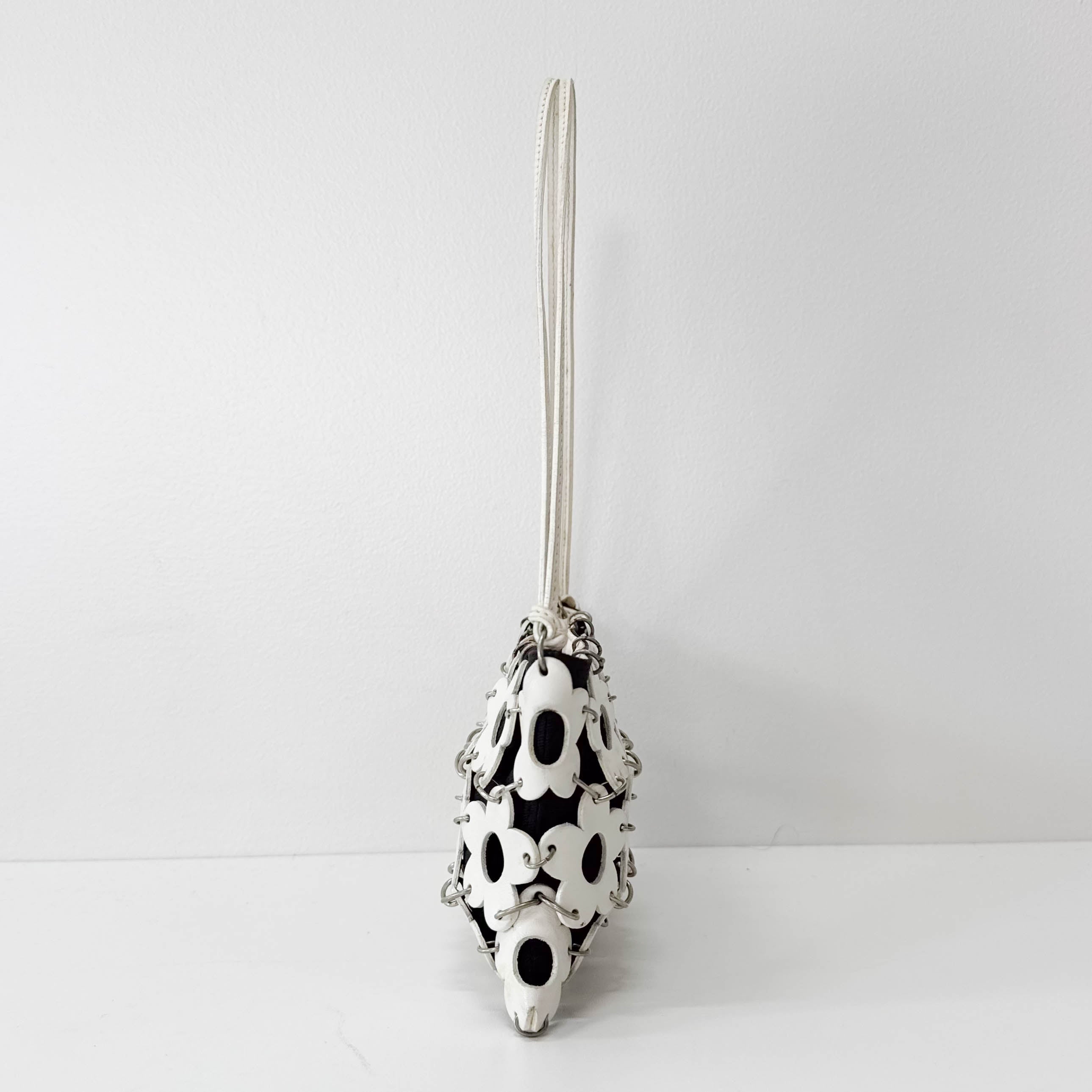 Floral White Leather Shoulder Bag