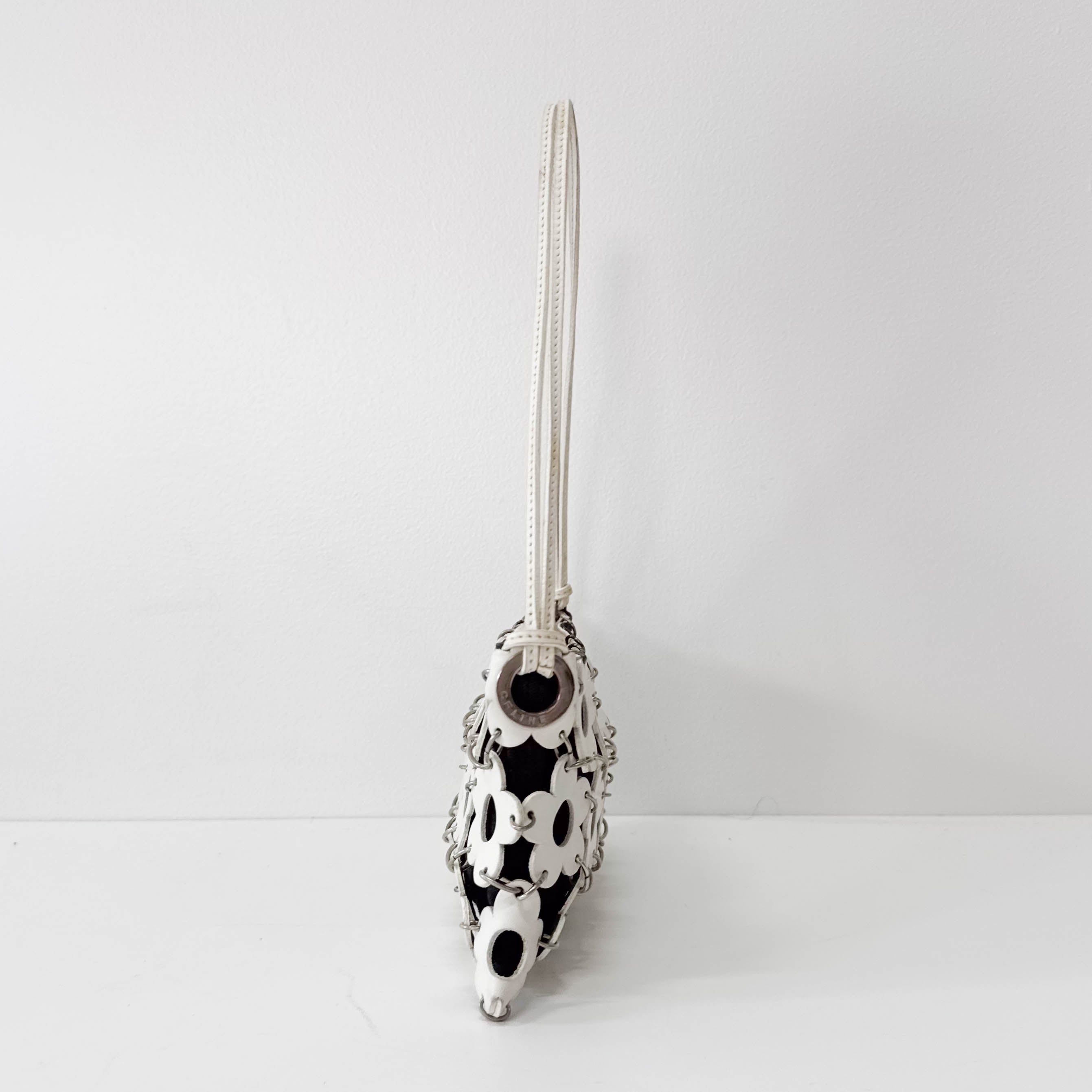 Floral White Leather Shoulder Bag