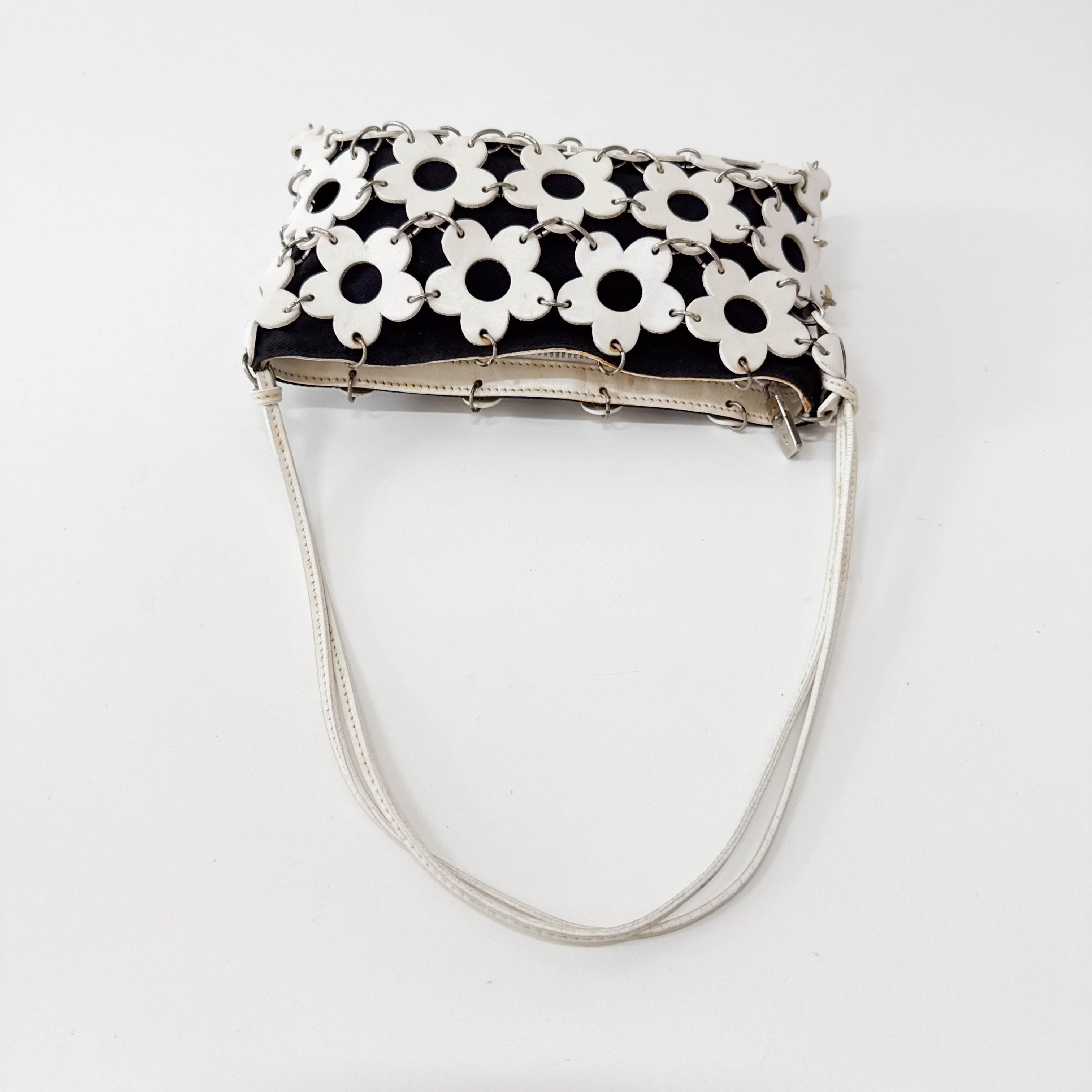 Floral White Leather Shoulder Bag