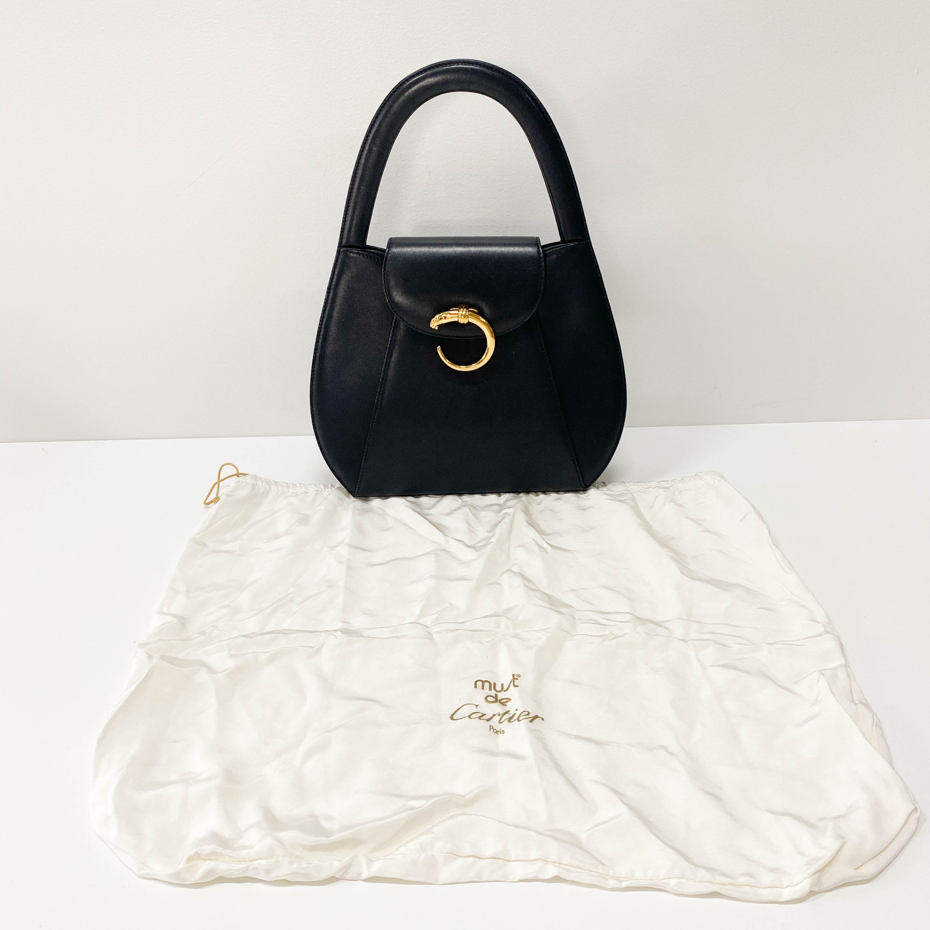 Panthère Black Leather Handbag