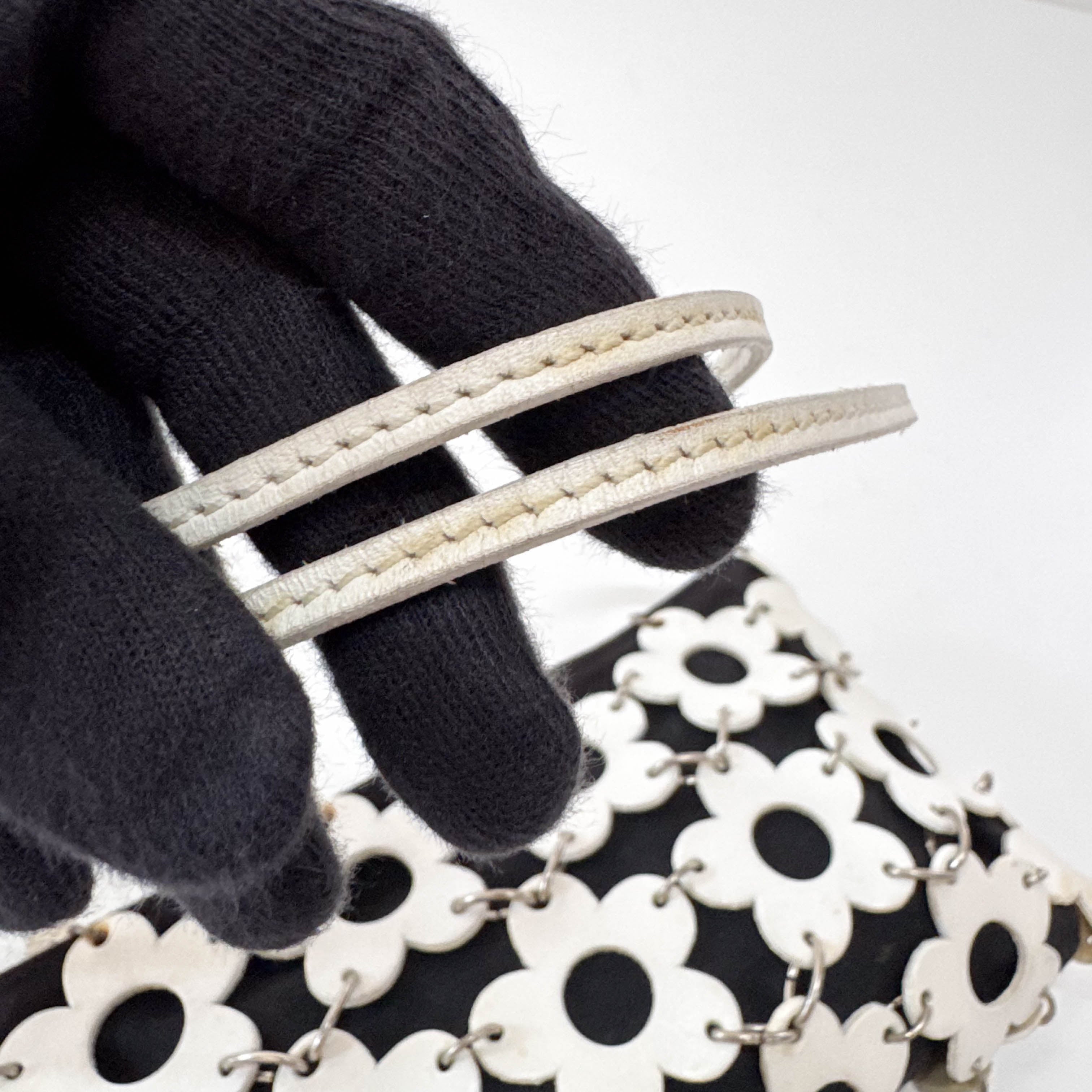 Floral White Leather Shoulder Bag