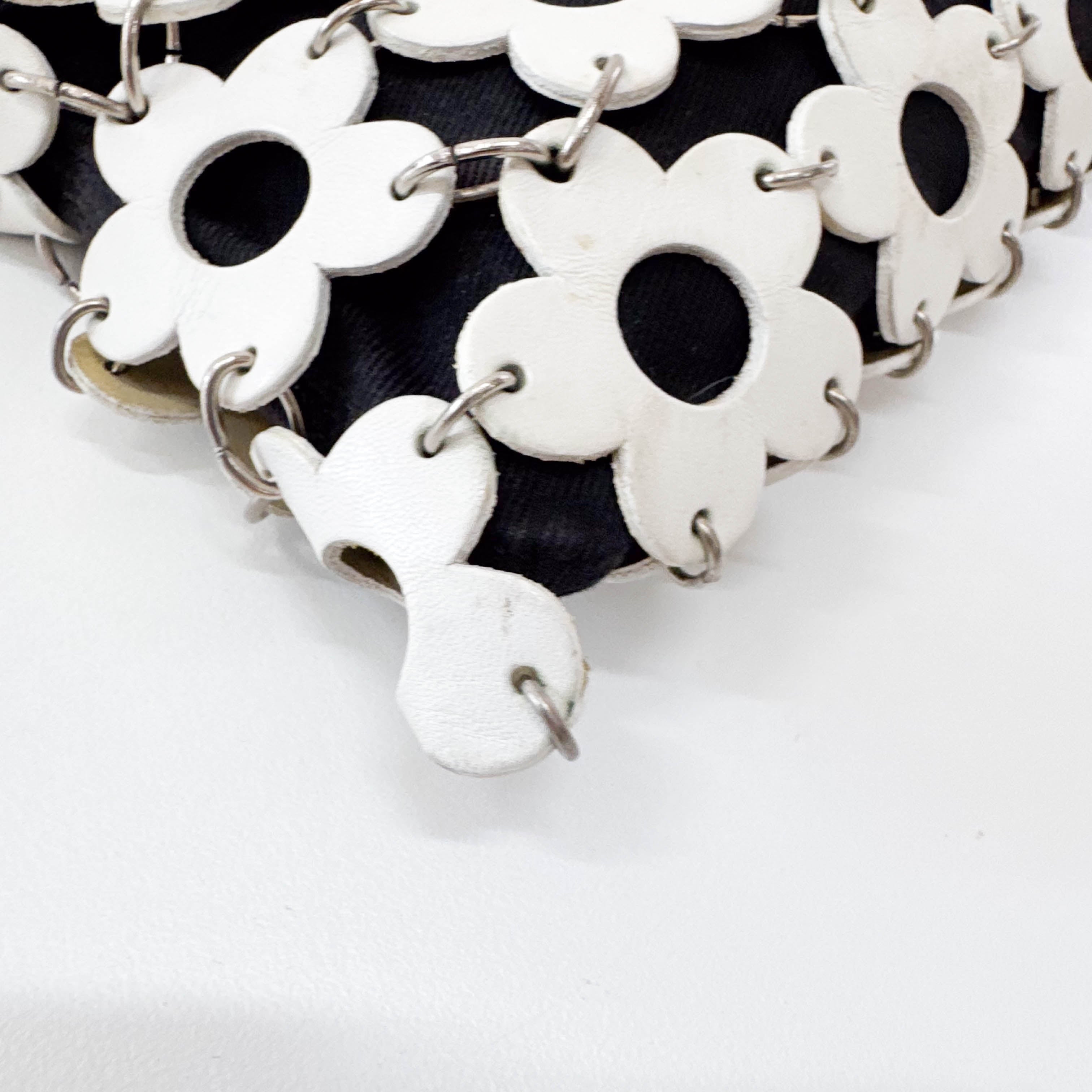 Floral White Leather Shoulder Bag