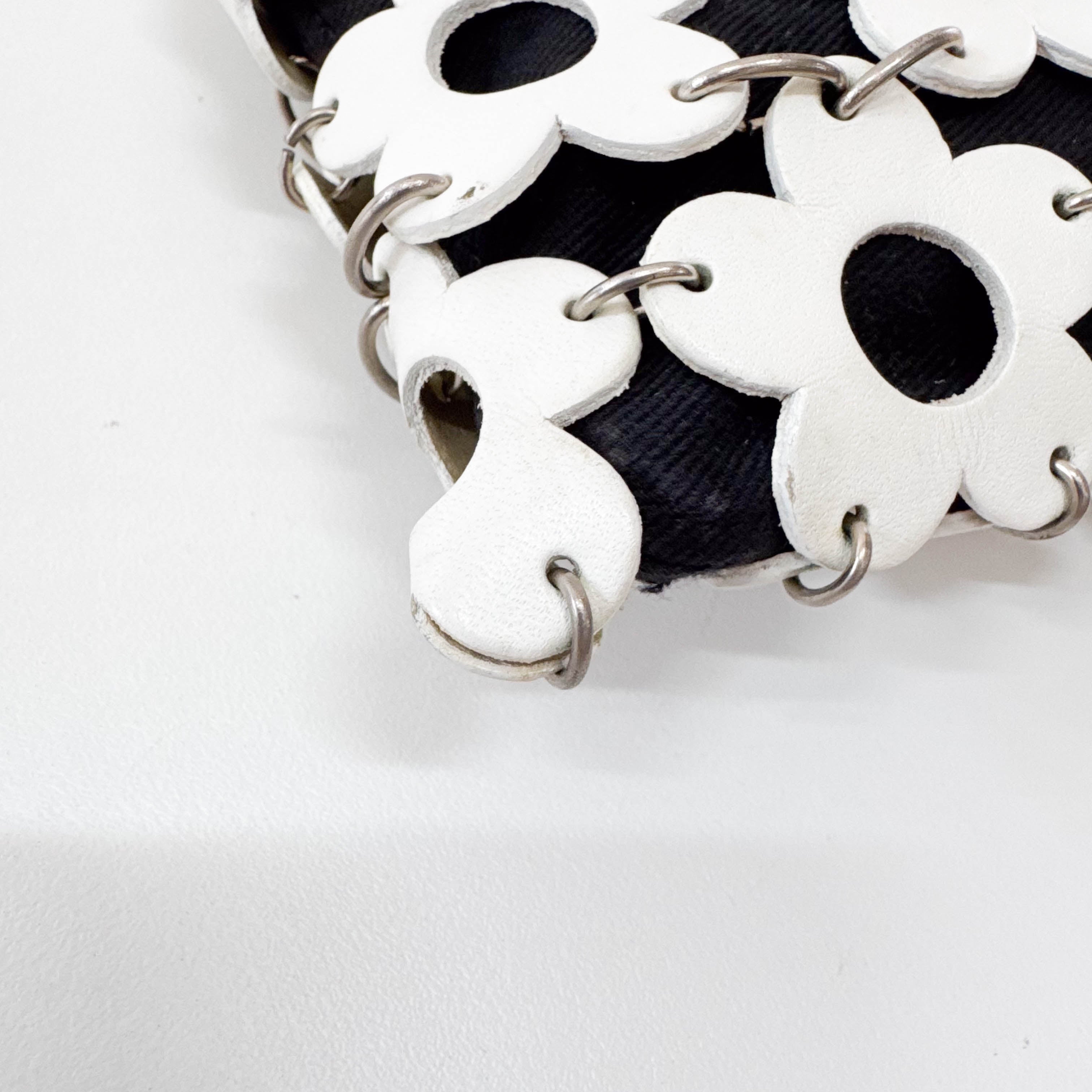 Floral White Leather Shoulder Bag