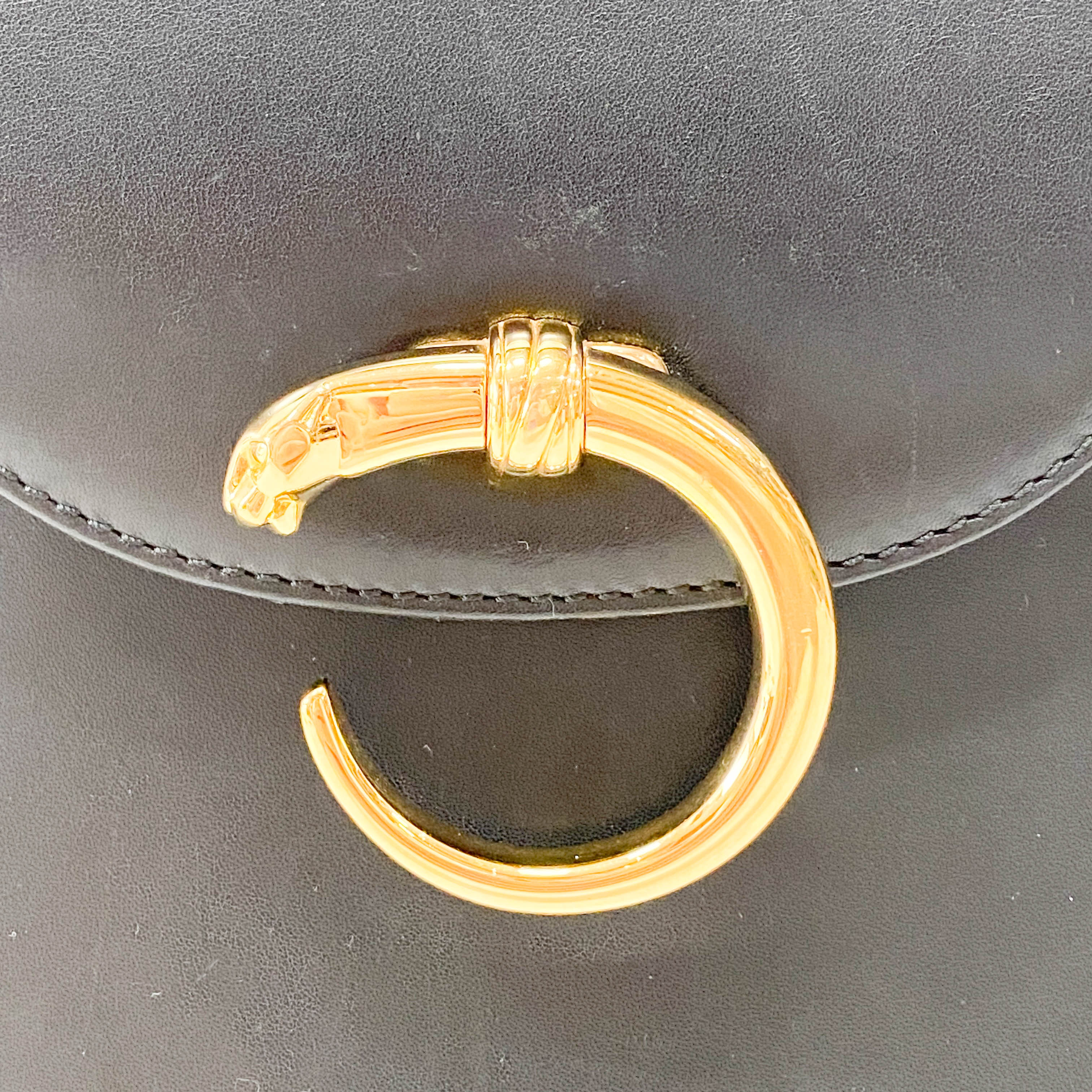 Panthère Black Leather Handbag