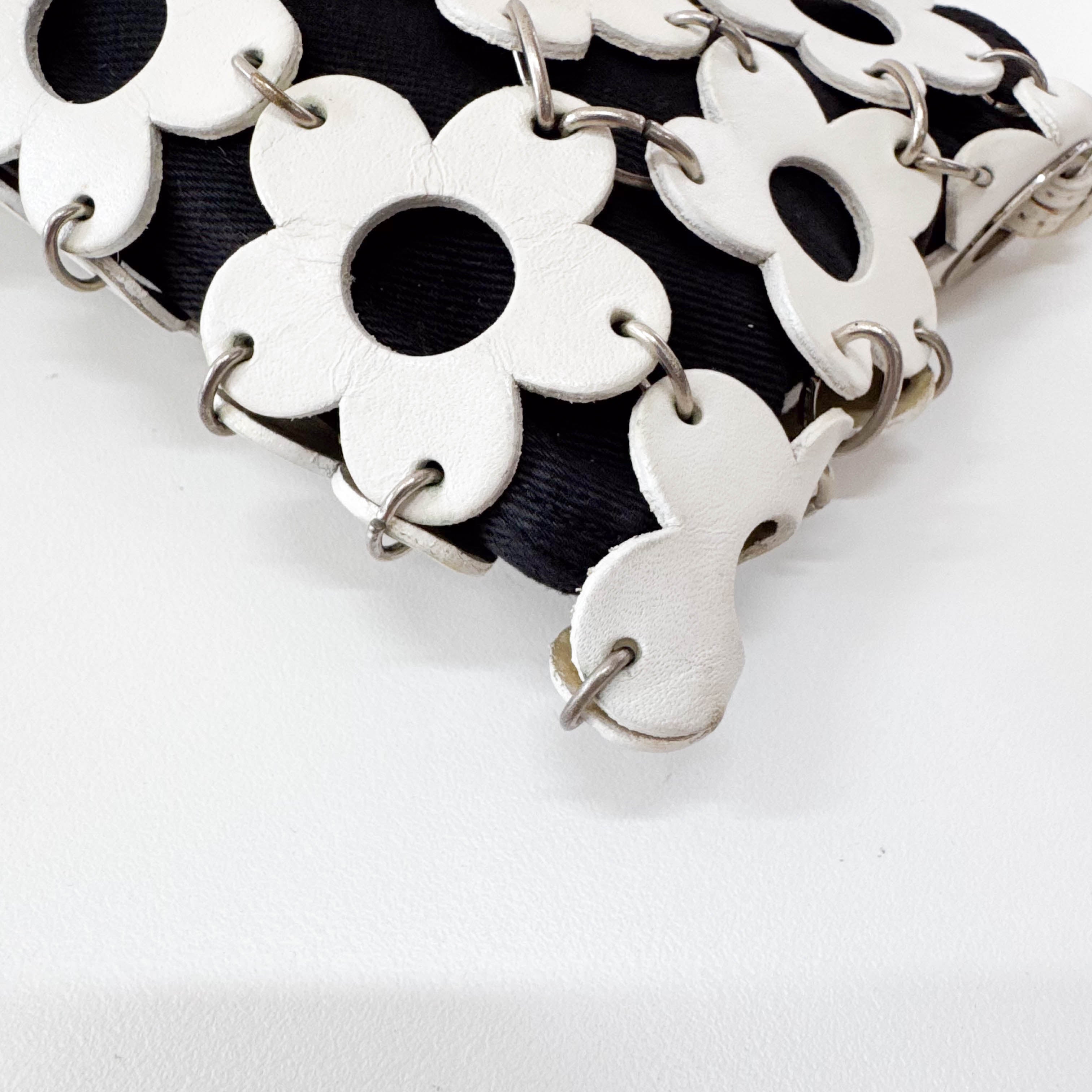 Floral White Leather Shoulder Bag