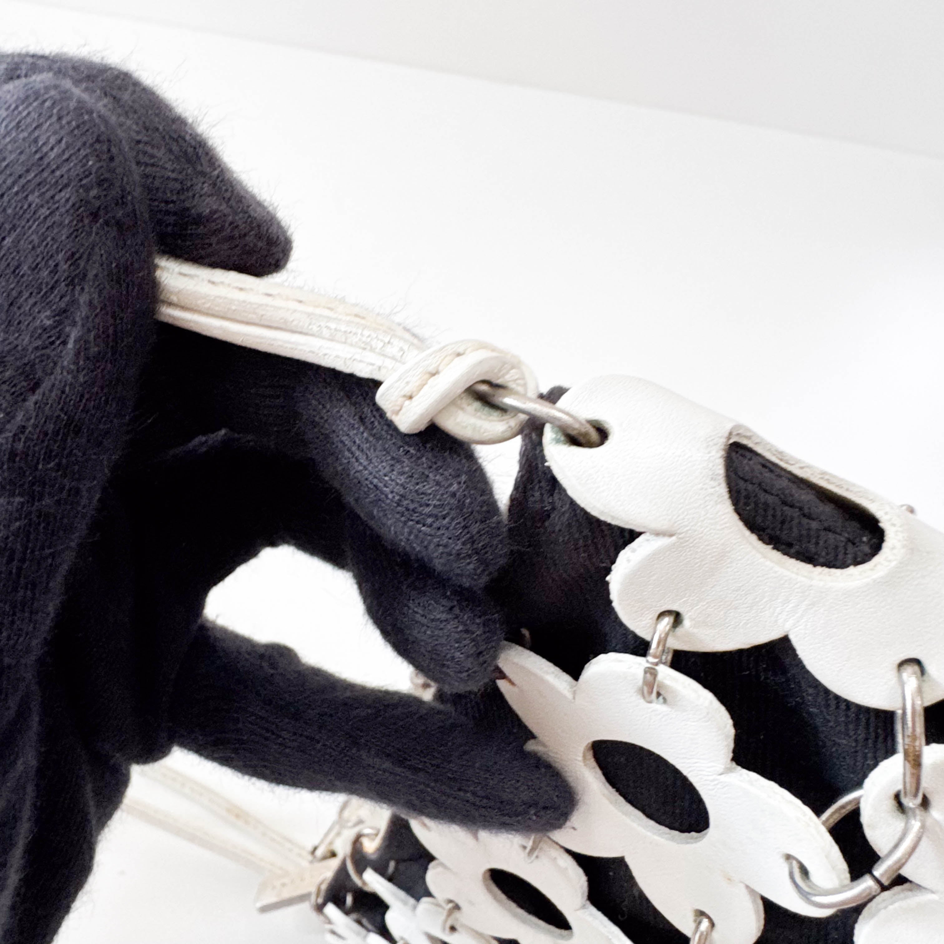 Floral White Leather Shoulder Bag