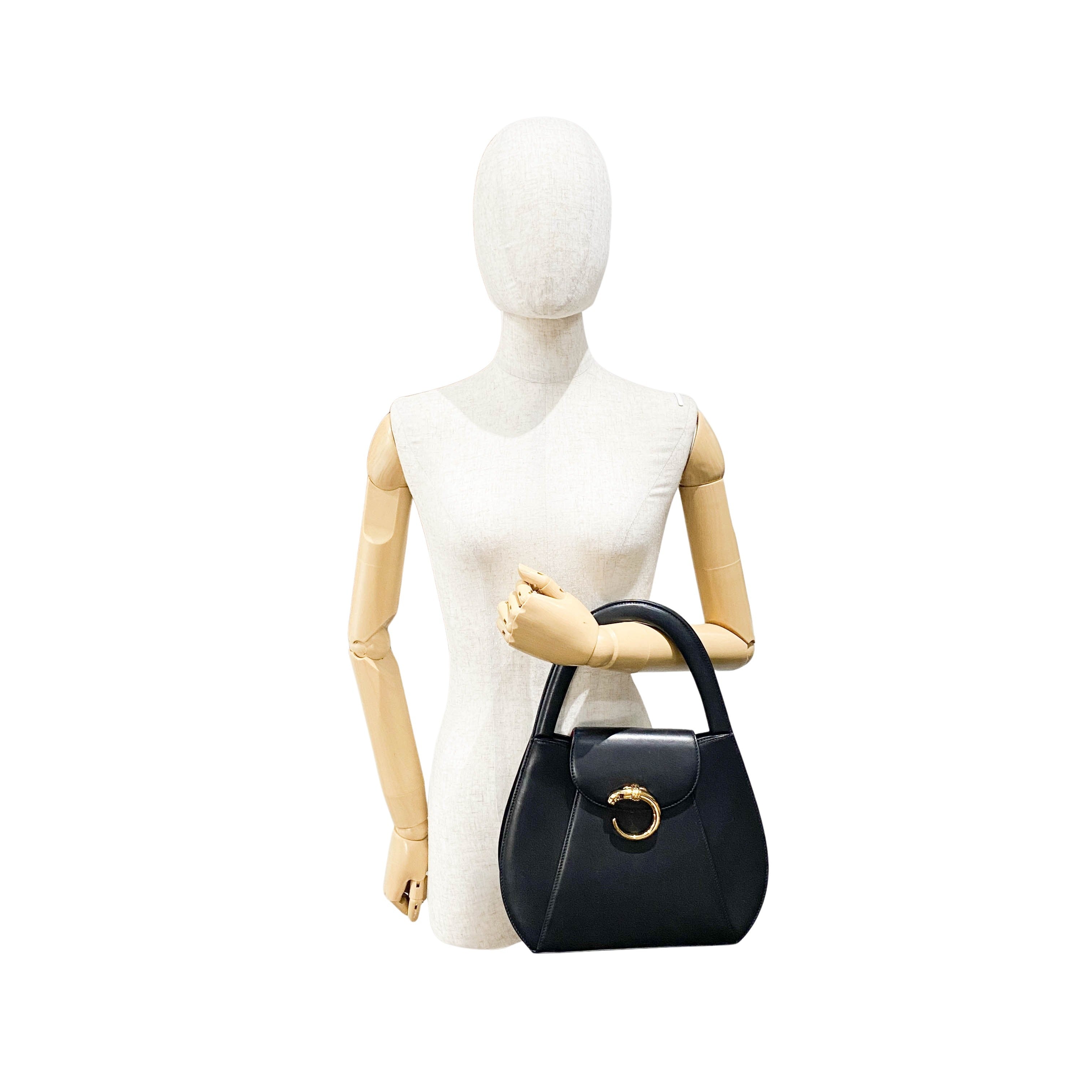 Panthère Black Leather Handbag