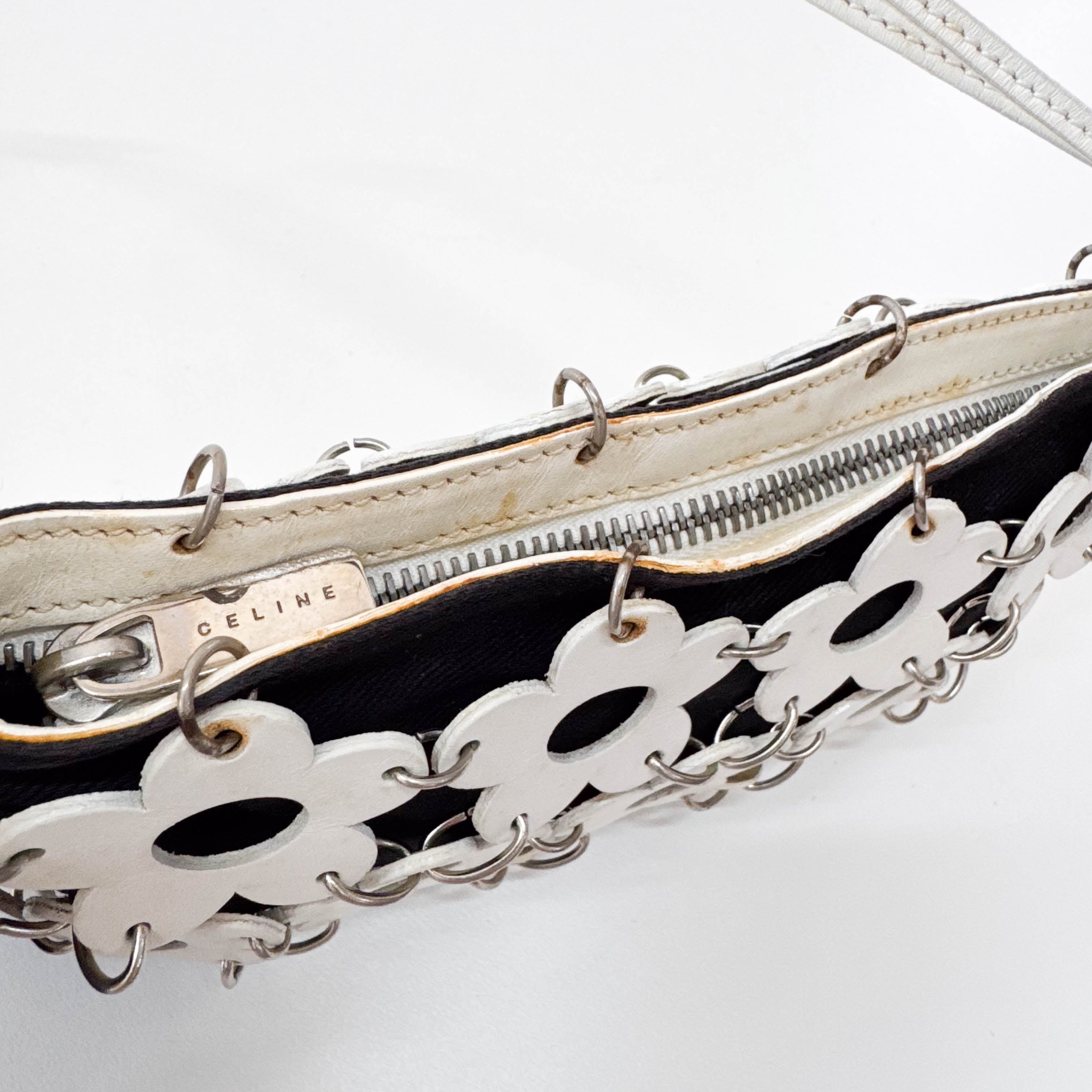 Floral White Leather Shoulder Bag