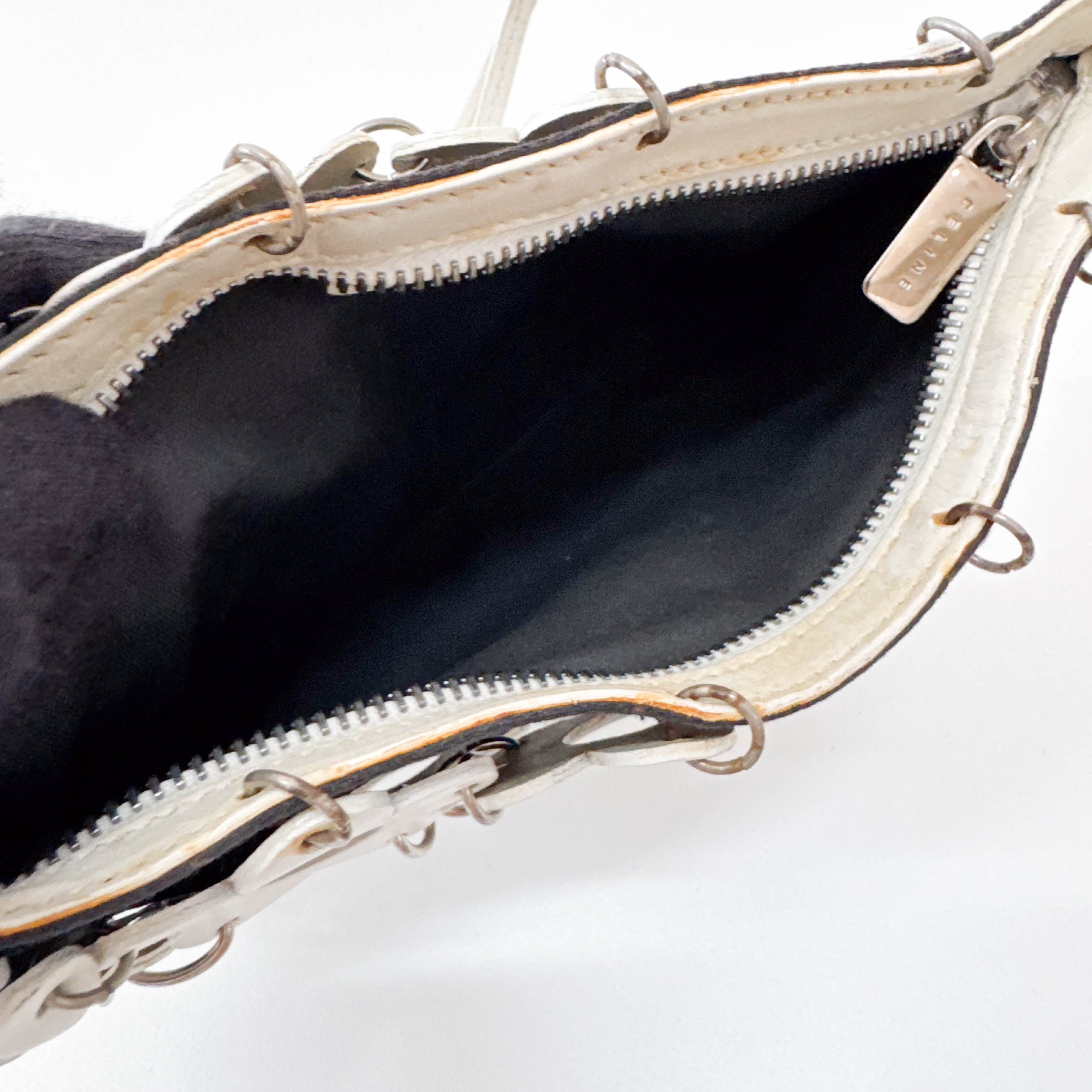 Floral White Leather Shoulder Bag