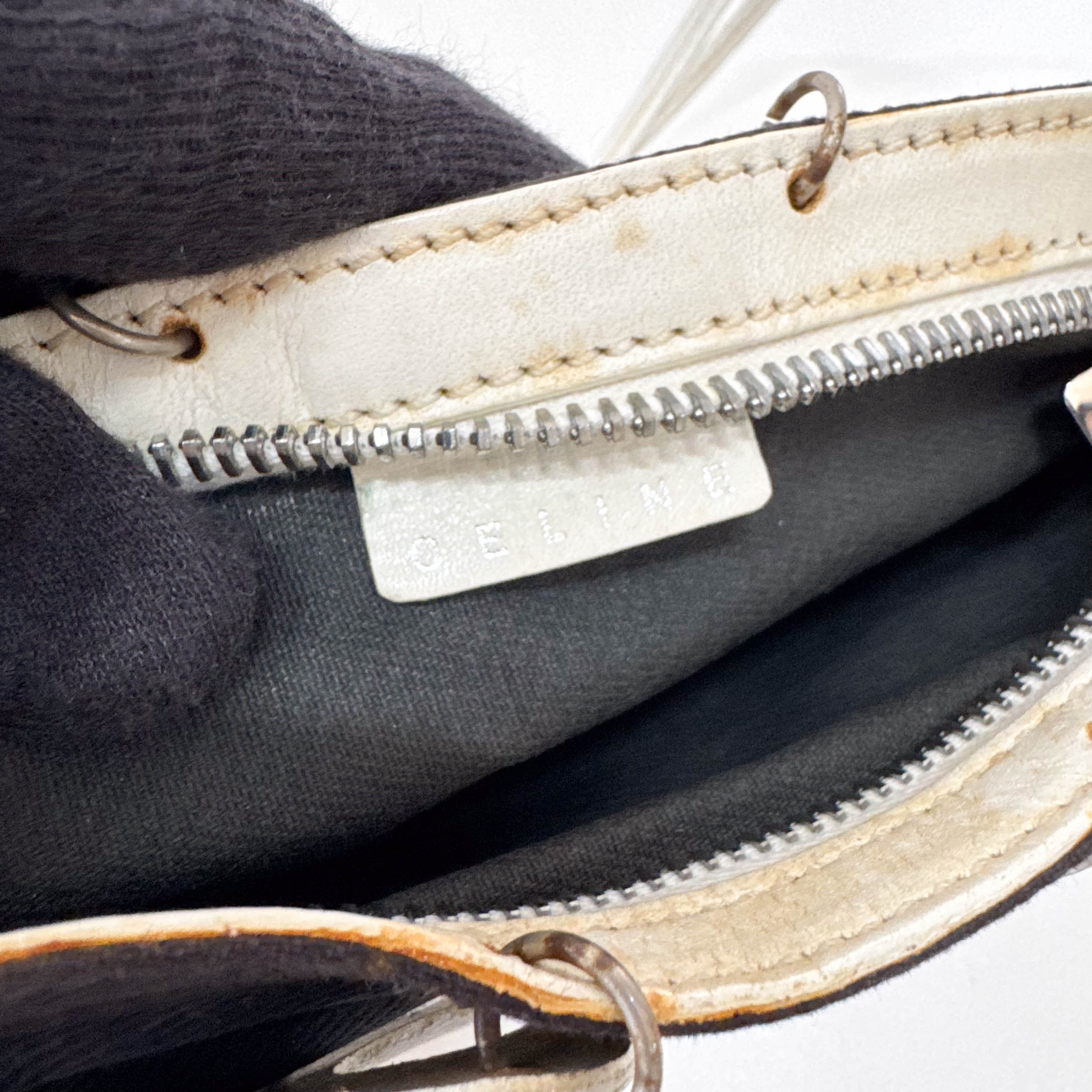 Floral White Leather Shoulder Bag