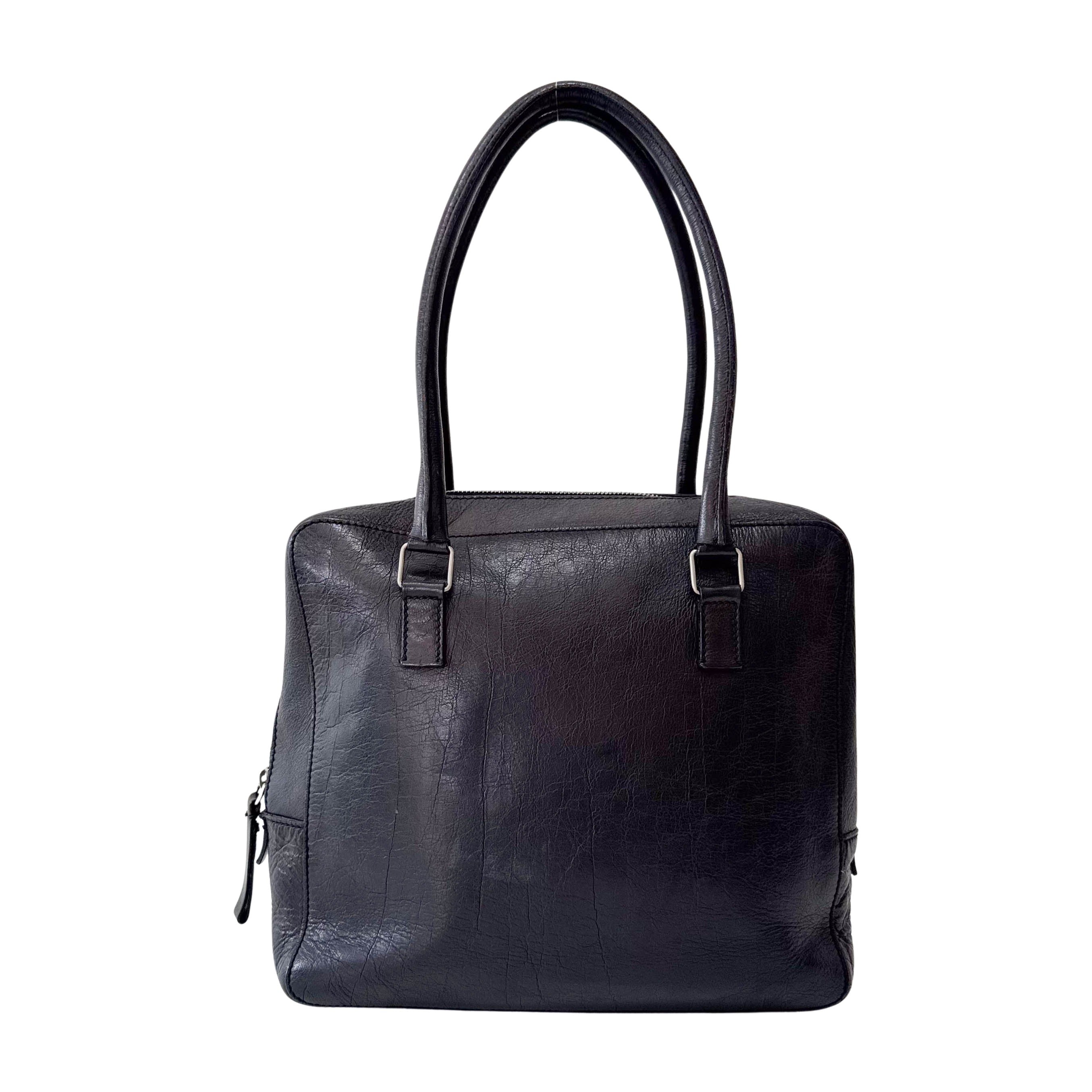 Archive Black Leather Shoulder Bag