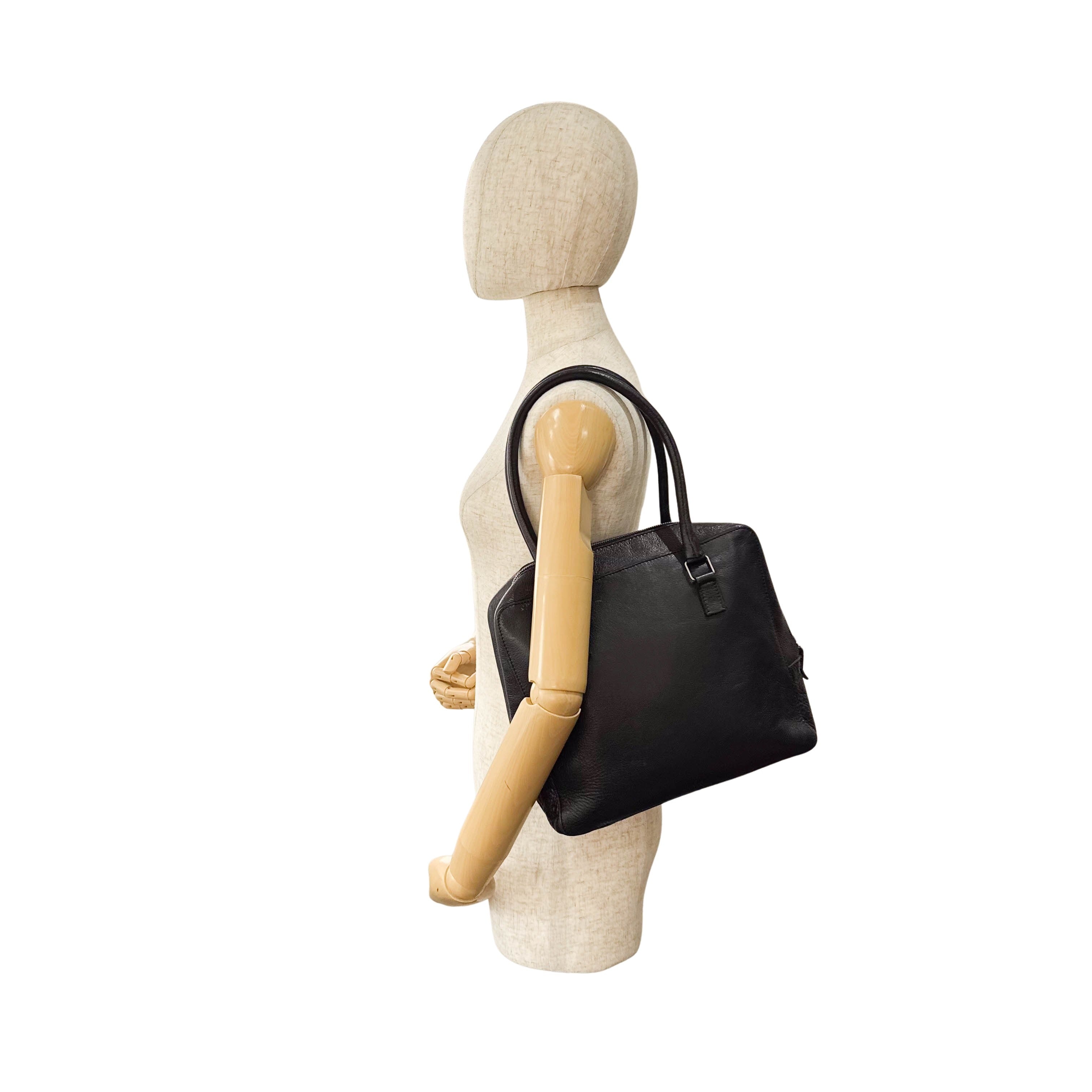 Archive Black Leather Shoulder Bag