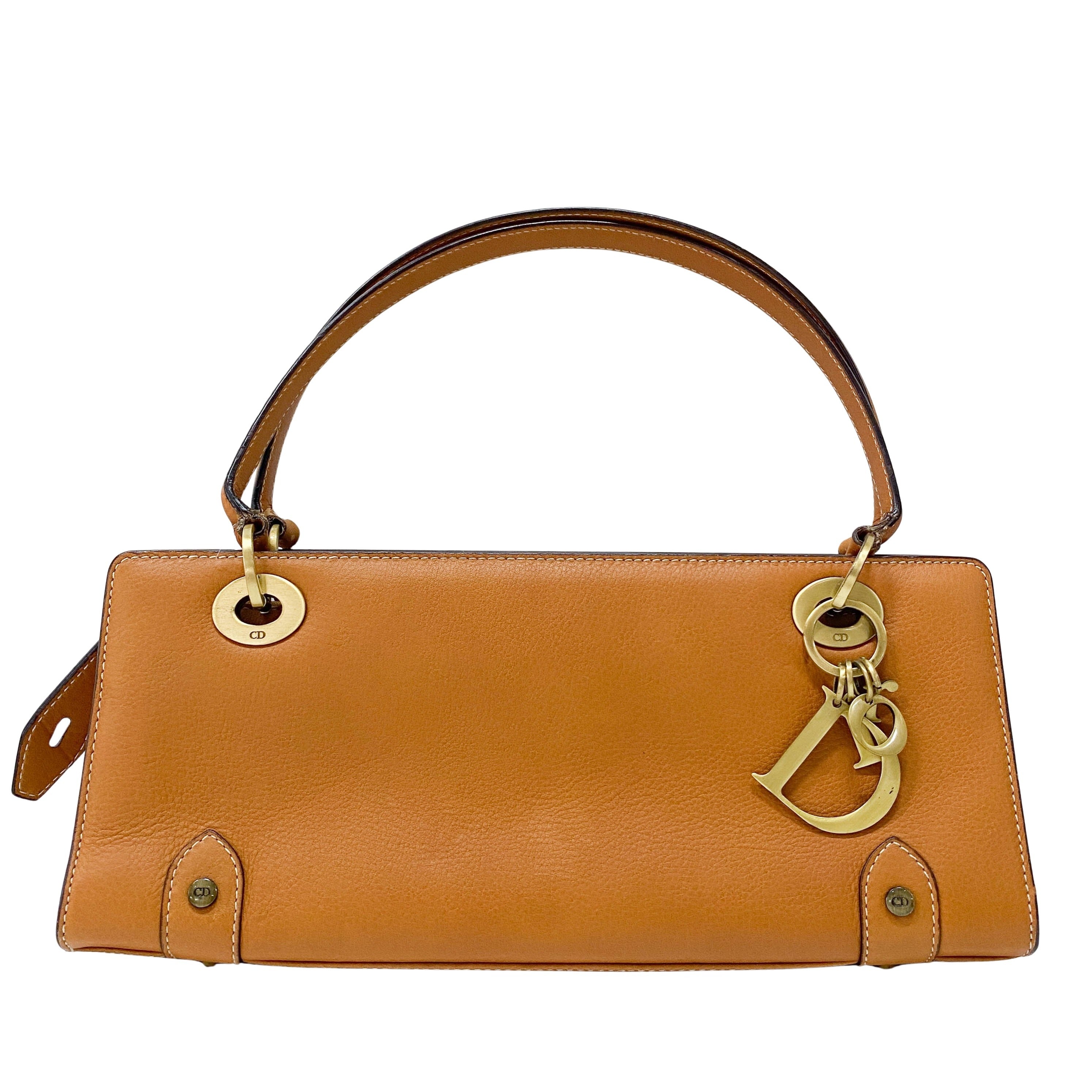 Brown Leather Charm Shoulder Bag
