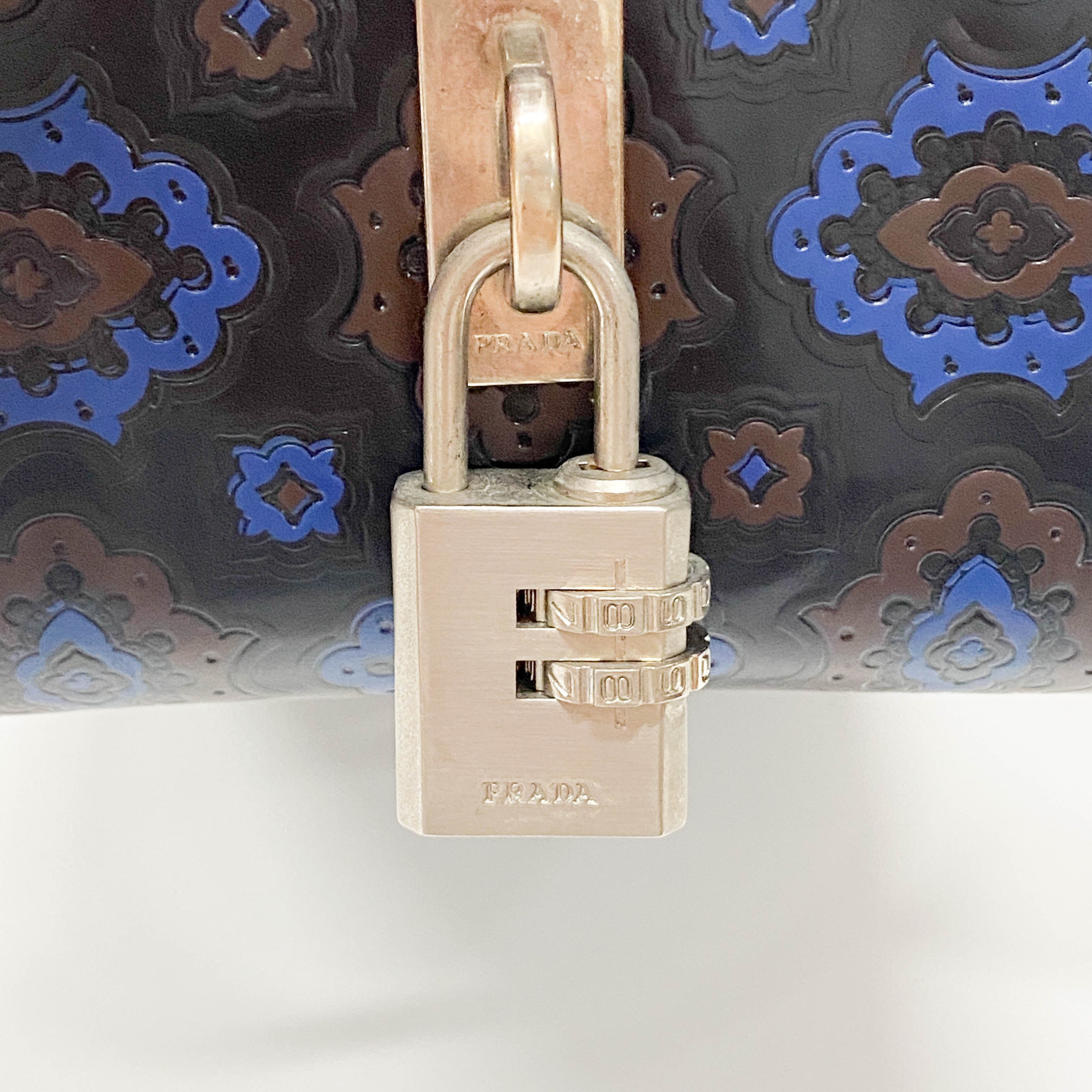 Navy Leather Bowling Bag