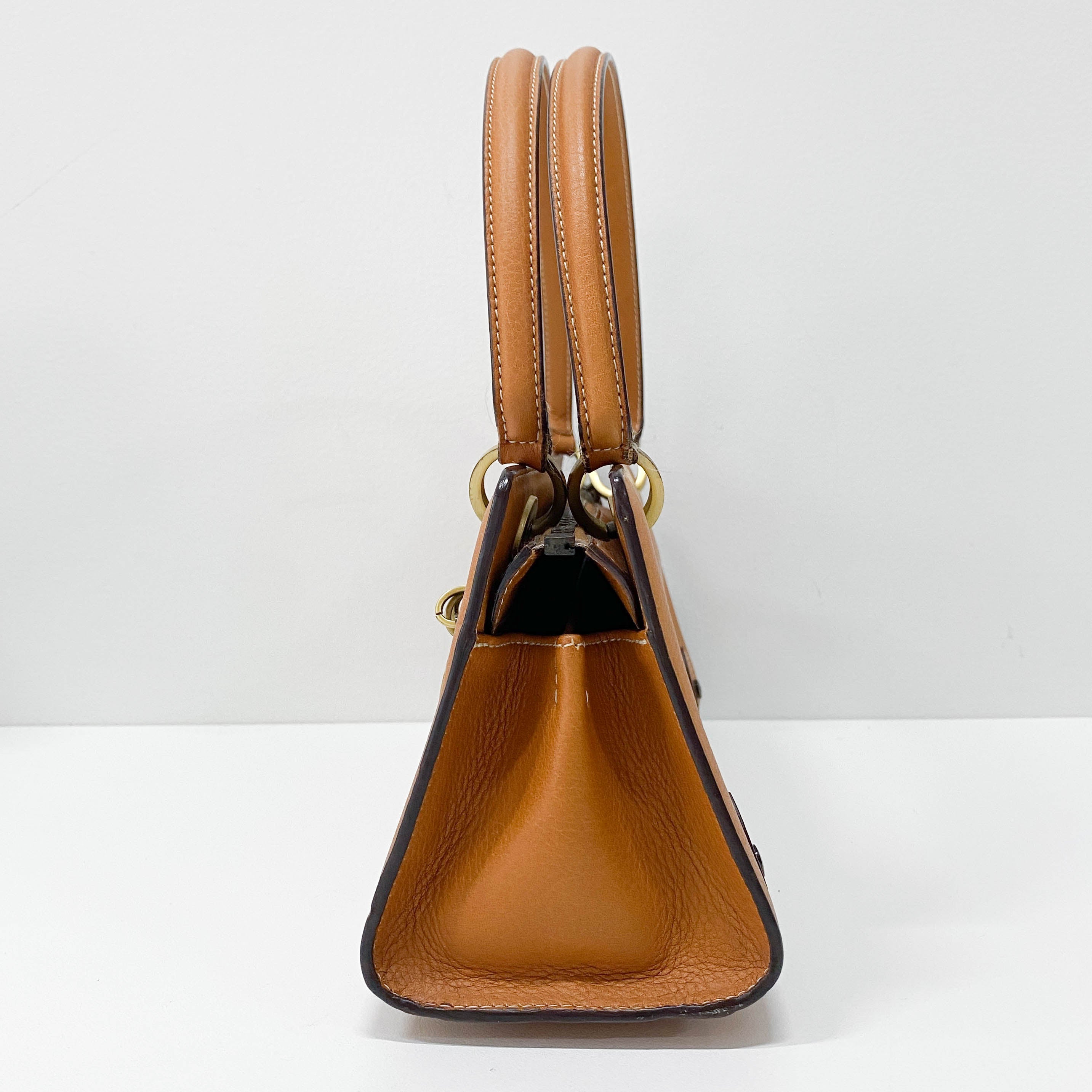 Brown Leather Charm Shoulder Bag