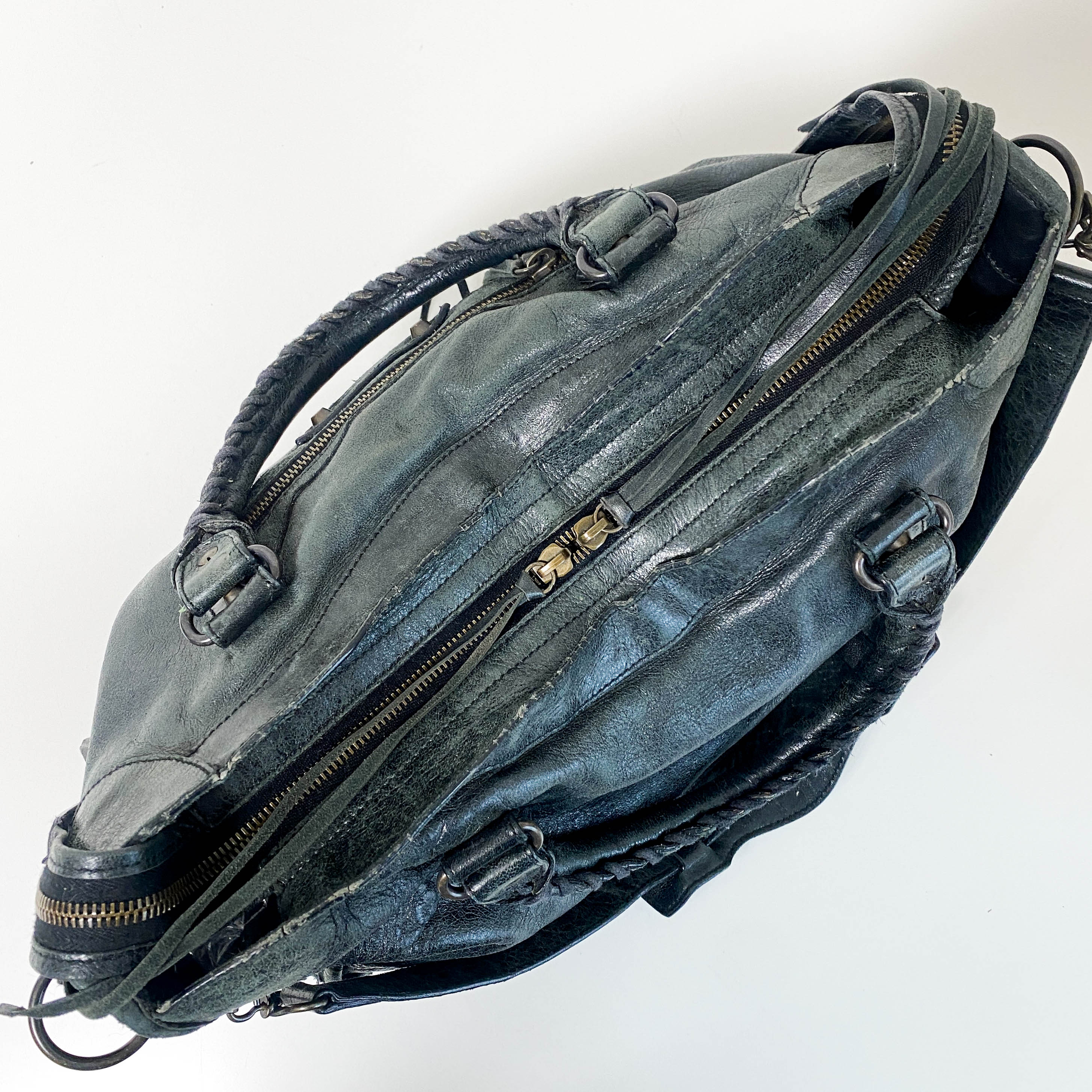 City Black Leather Top Handle Bag