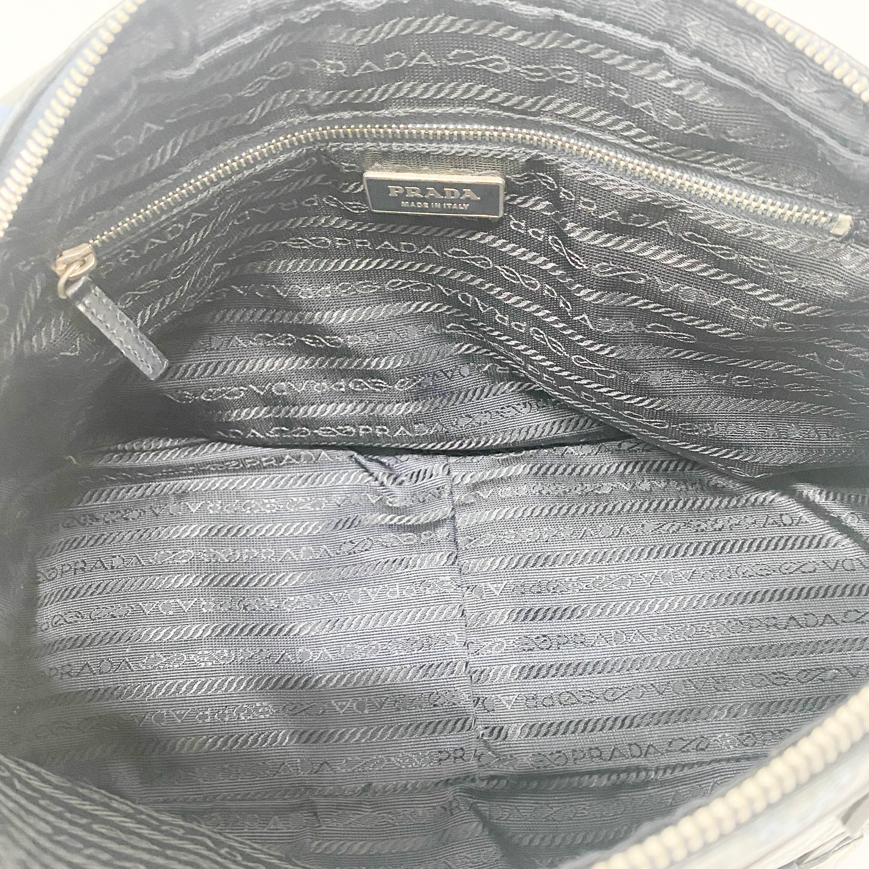 Navy Leather Bowling Bag