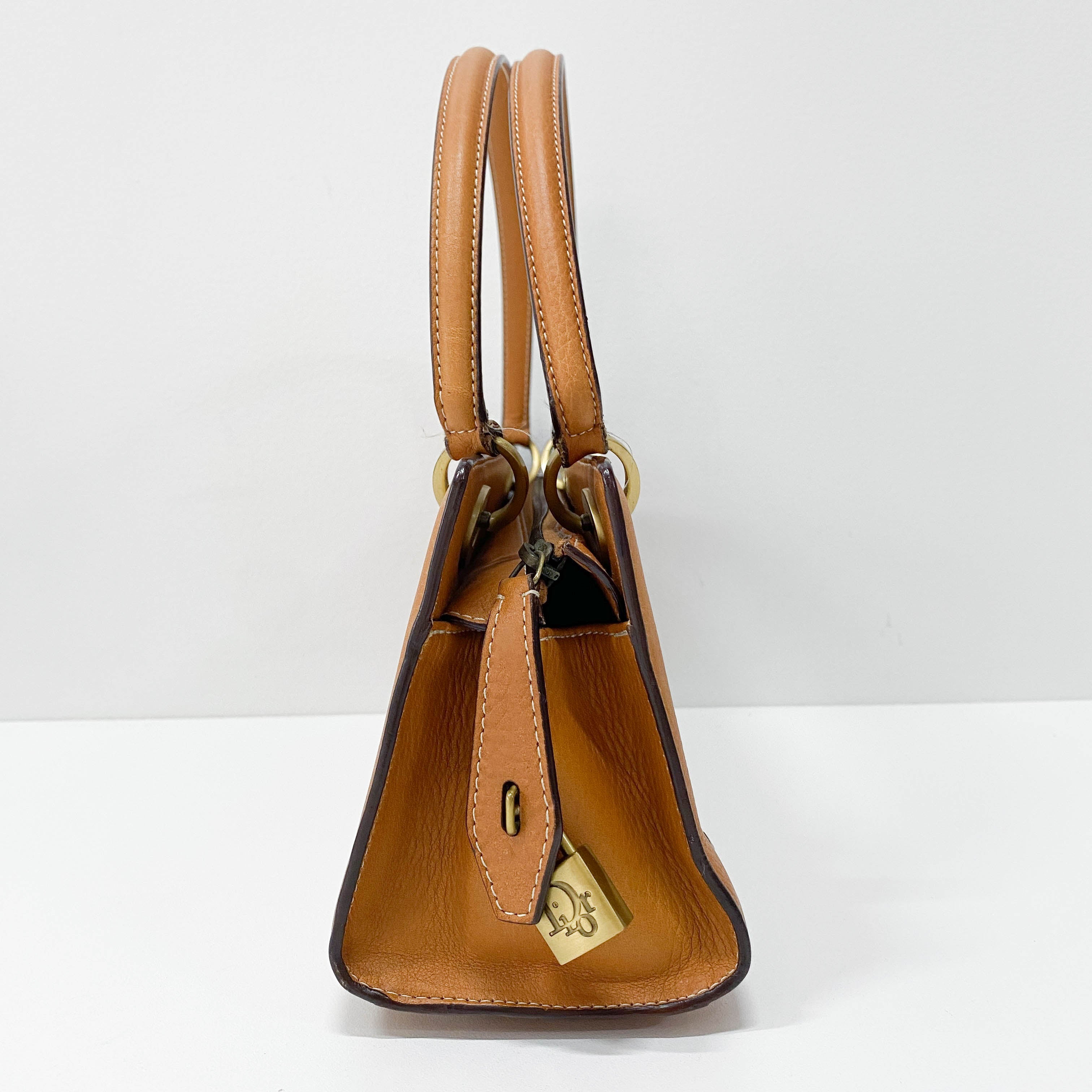 Brown Leather Charm Shoulder Bag