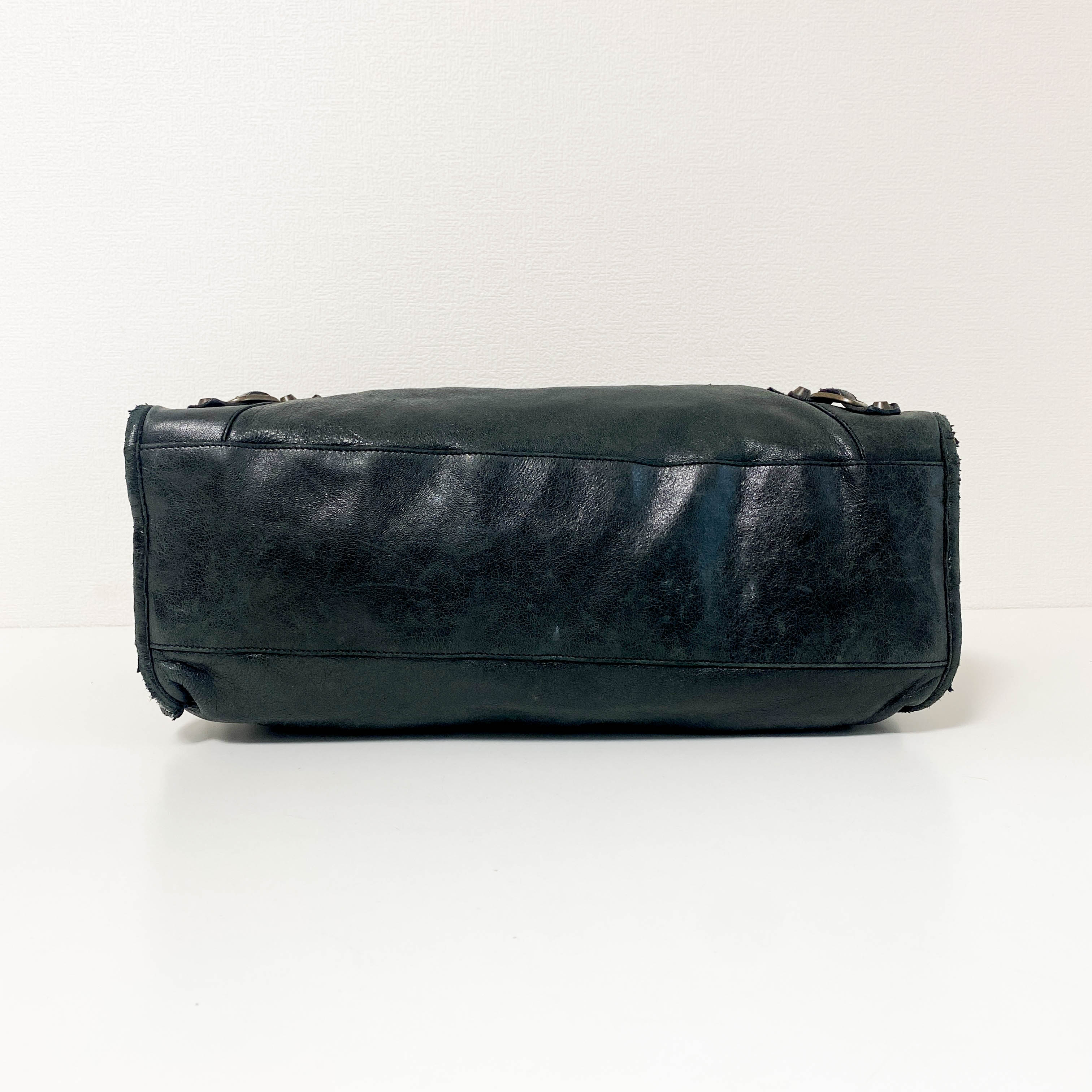 City Black Leather Top Handle Bag