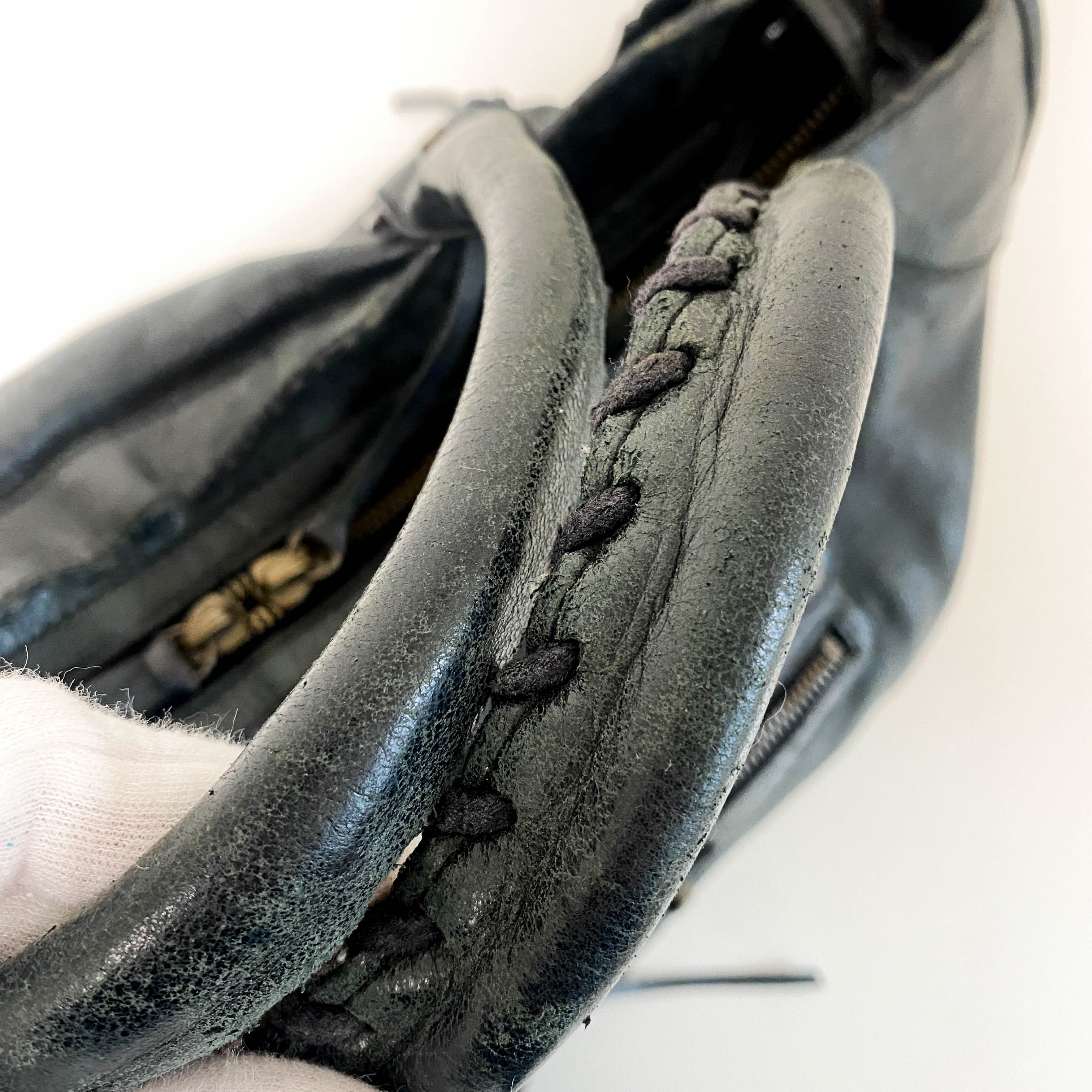 City Black Leather Top Handle Bag