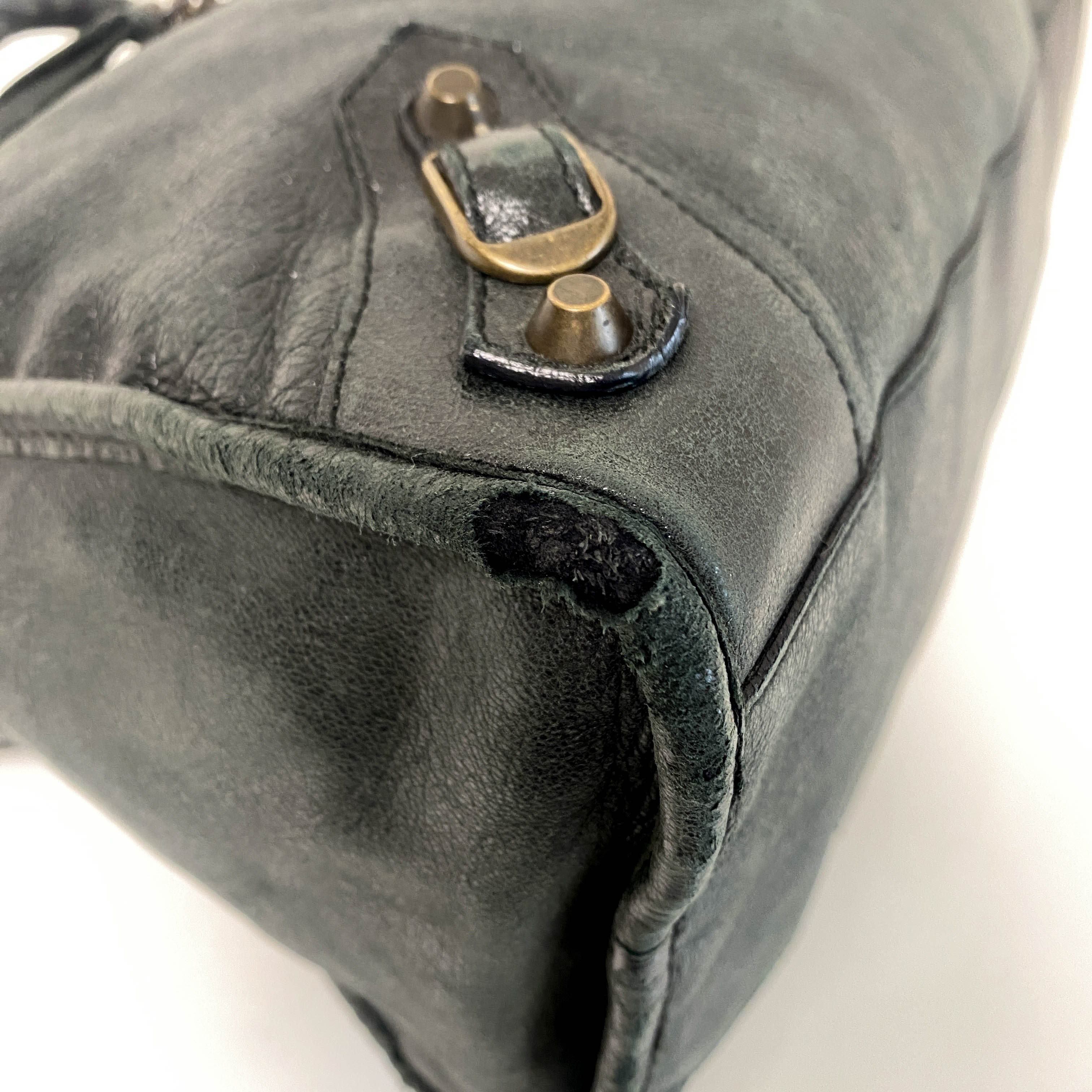 City Black Leather Top Handle Bag