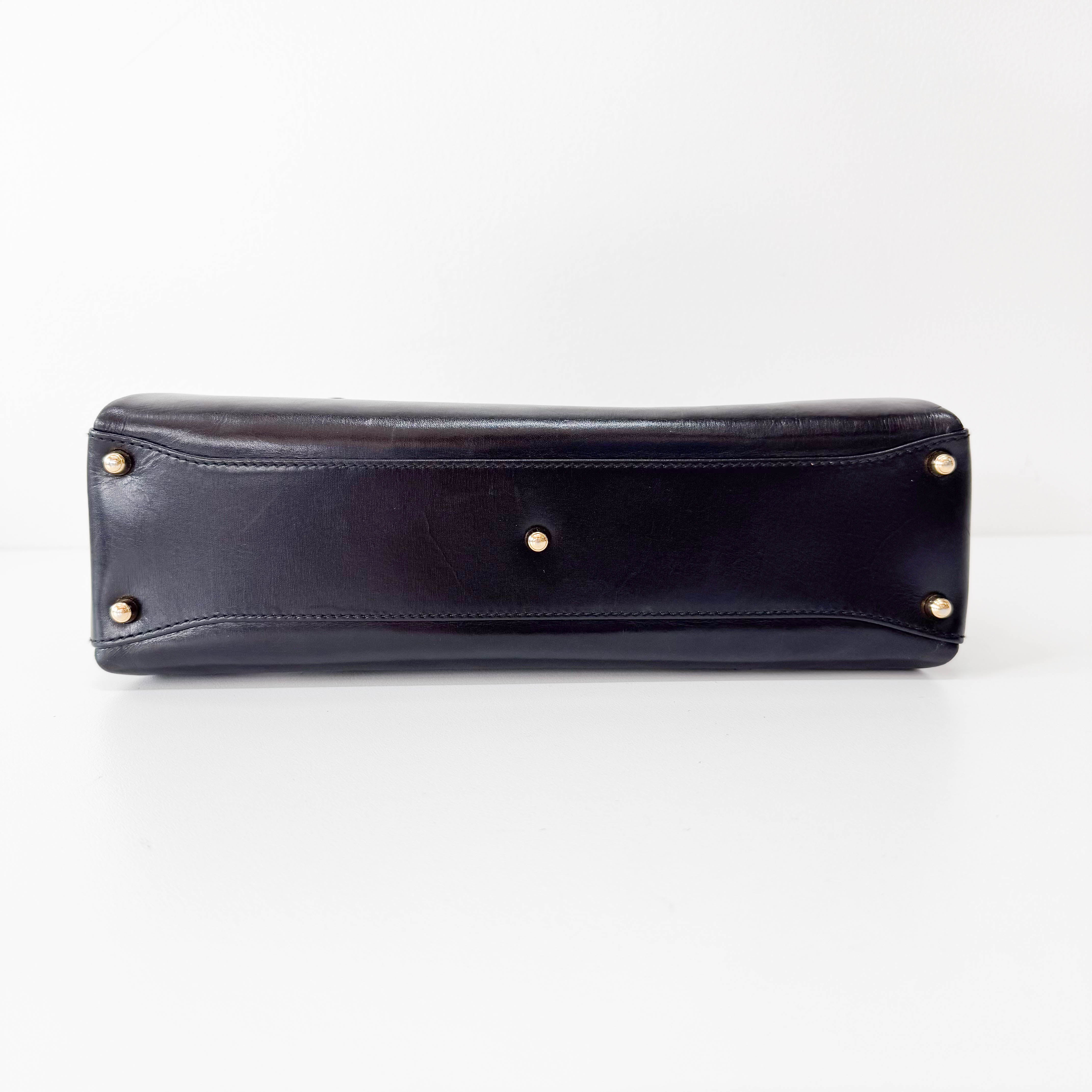 Black Leather Handle Bag