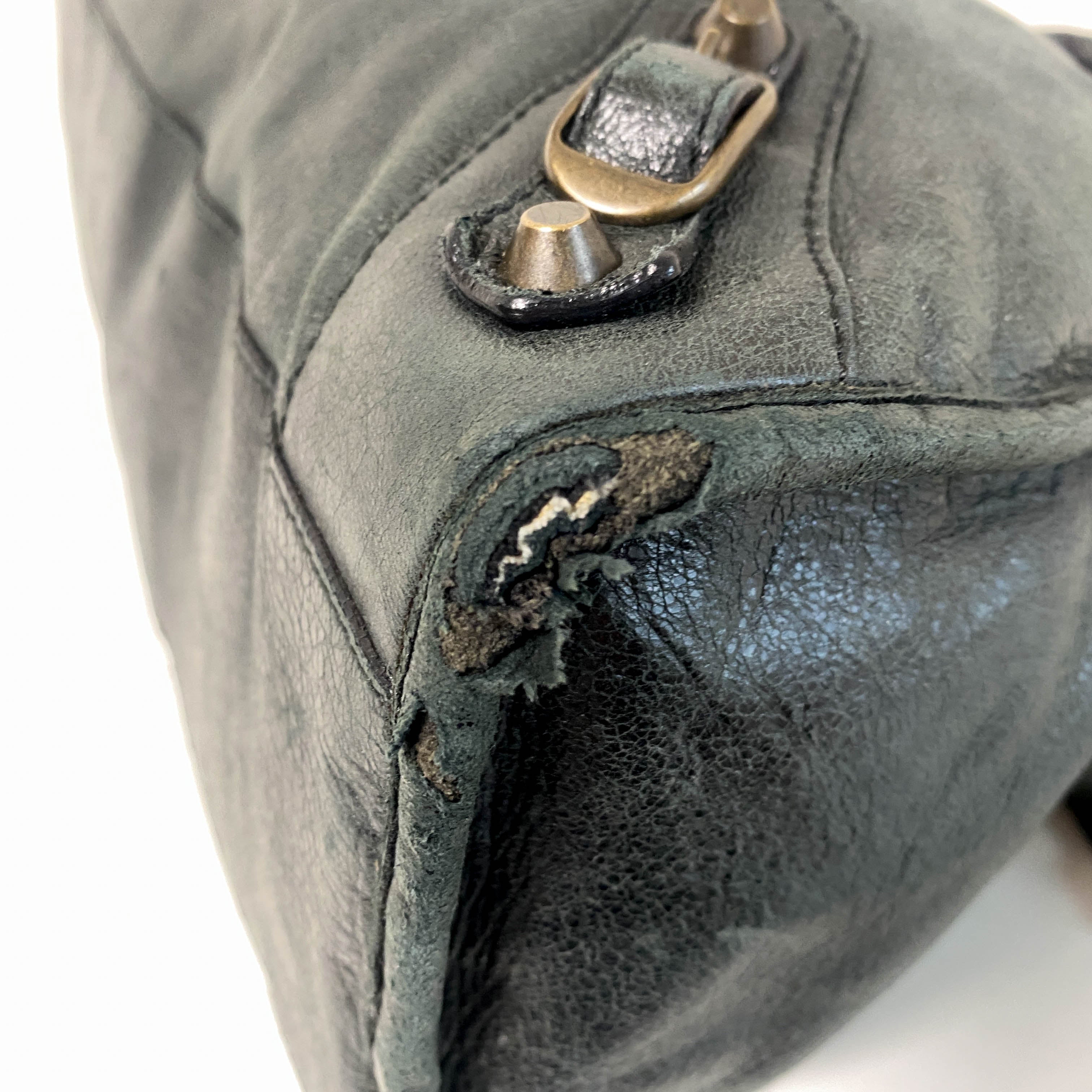 City Black Leather Top Handle Bag