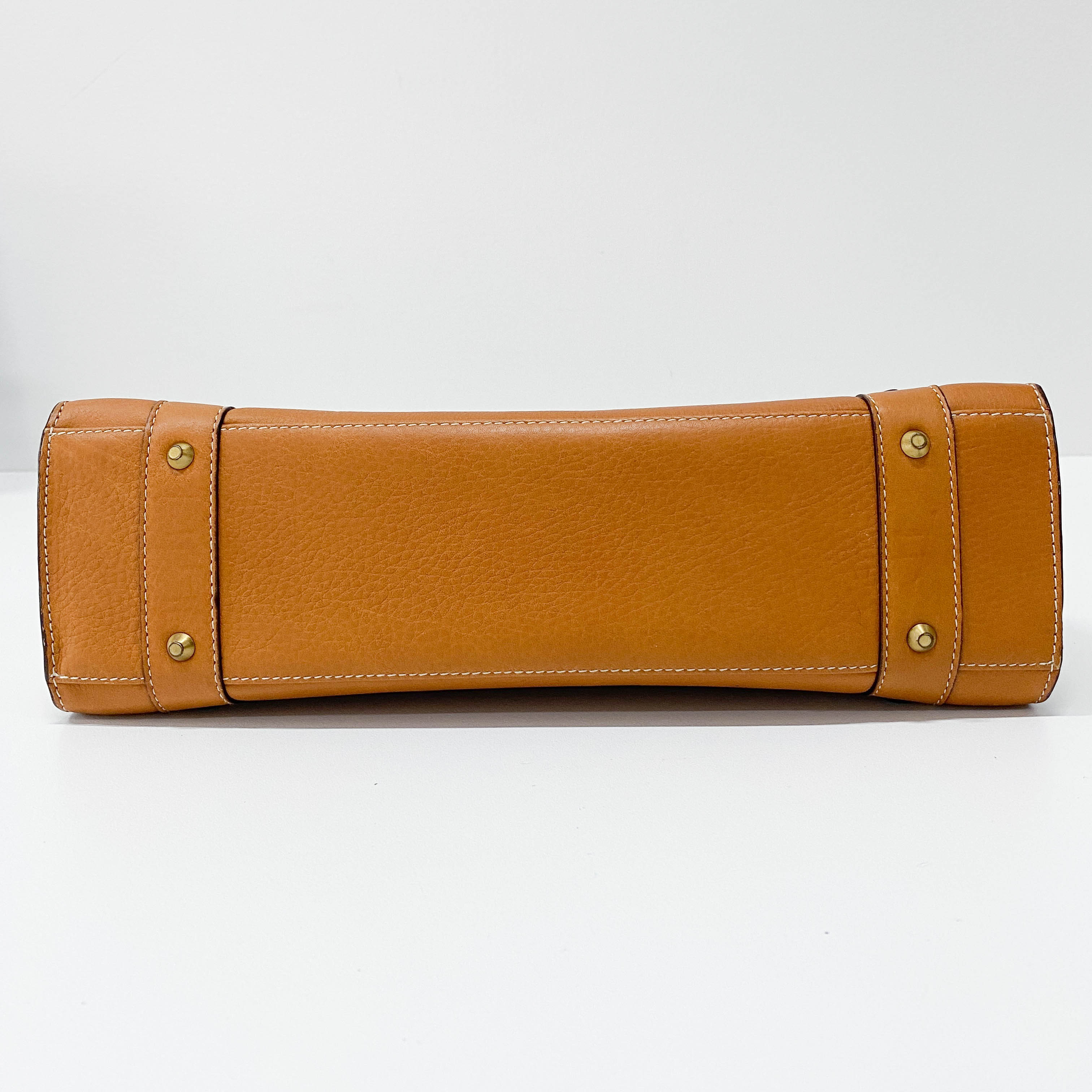 Brown Leather Charm Shoulder Bag